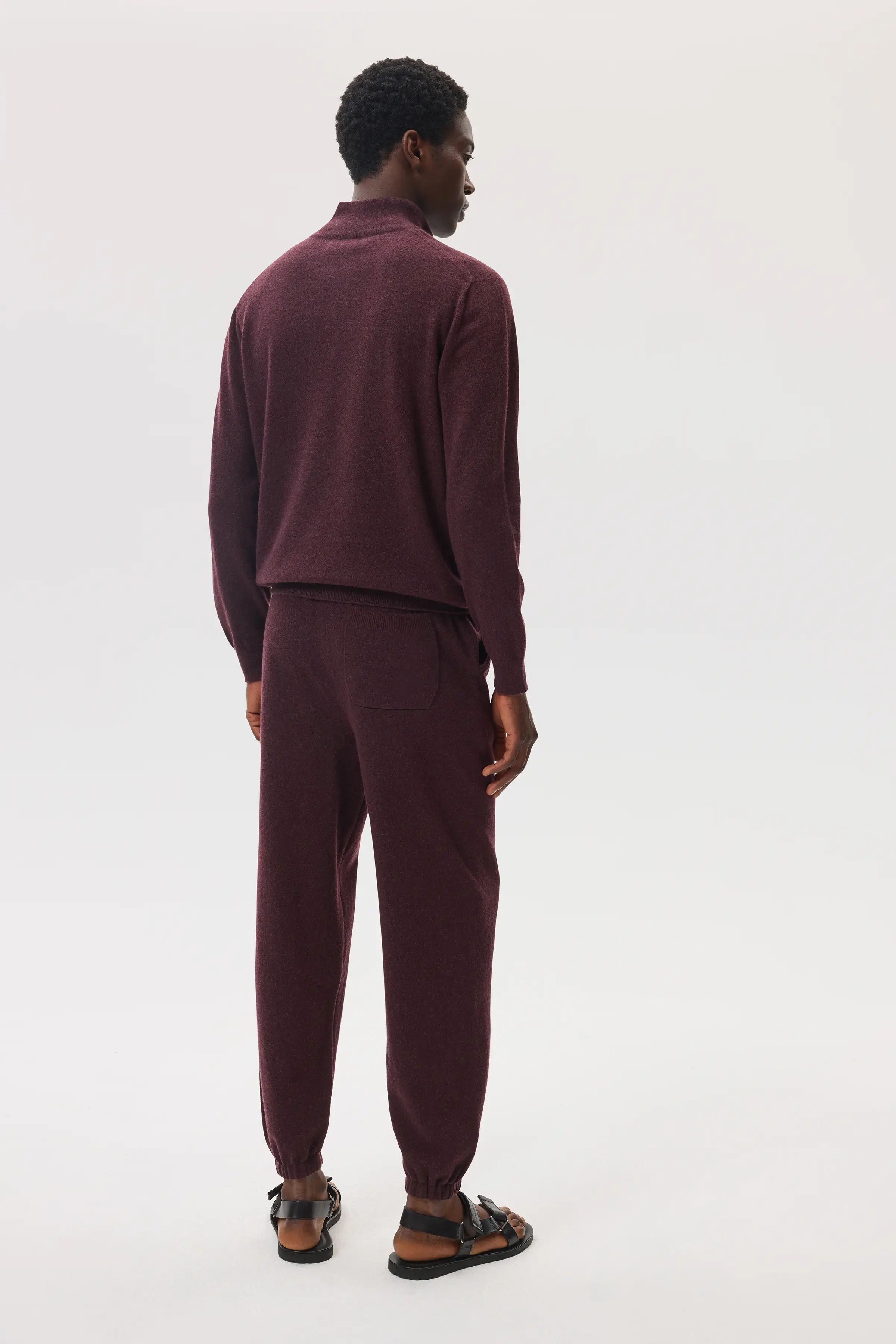 Deep Red Tapered Cashmere Joggers - Image 2