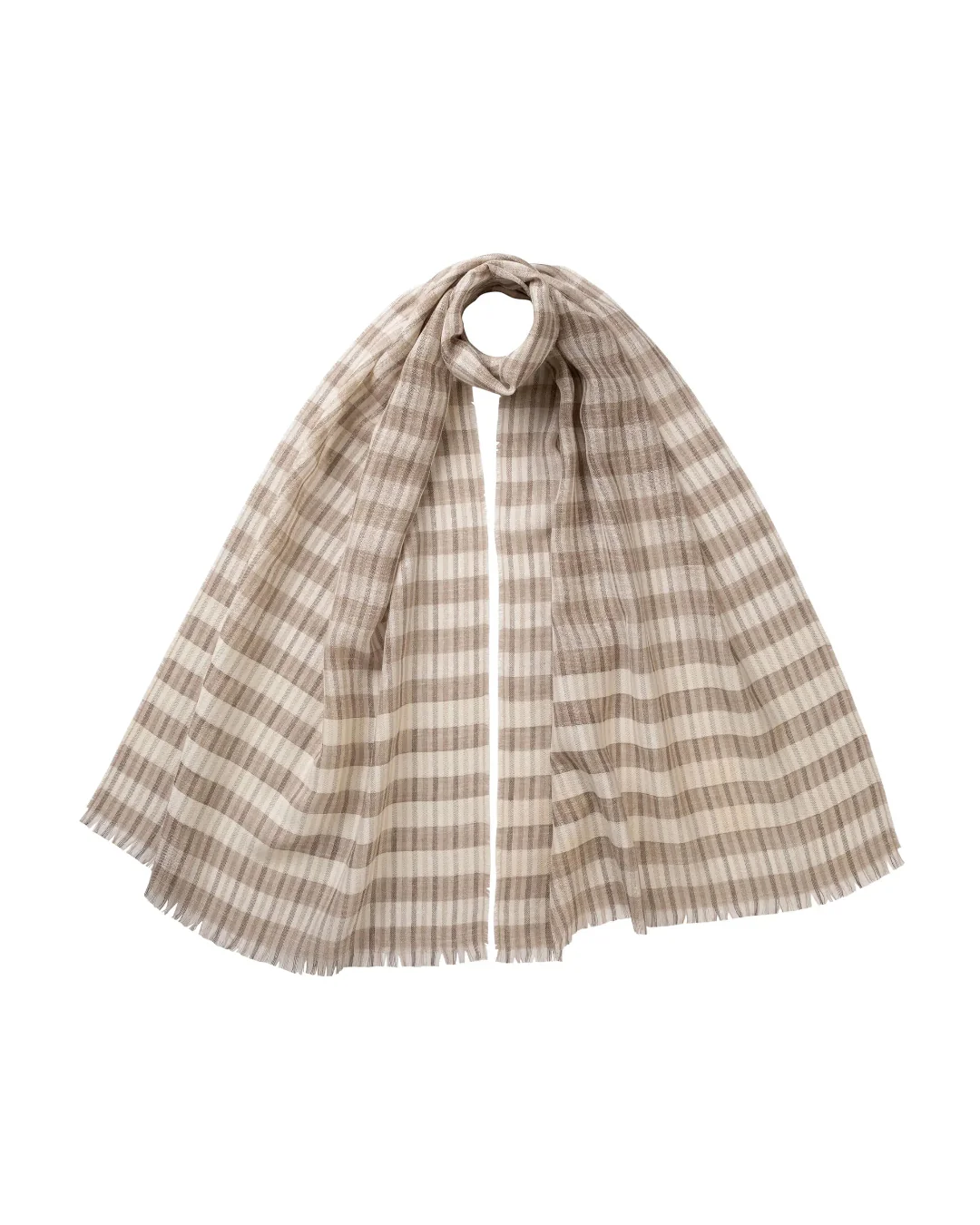 Tipped Stripe Natural Lightweight Scarf