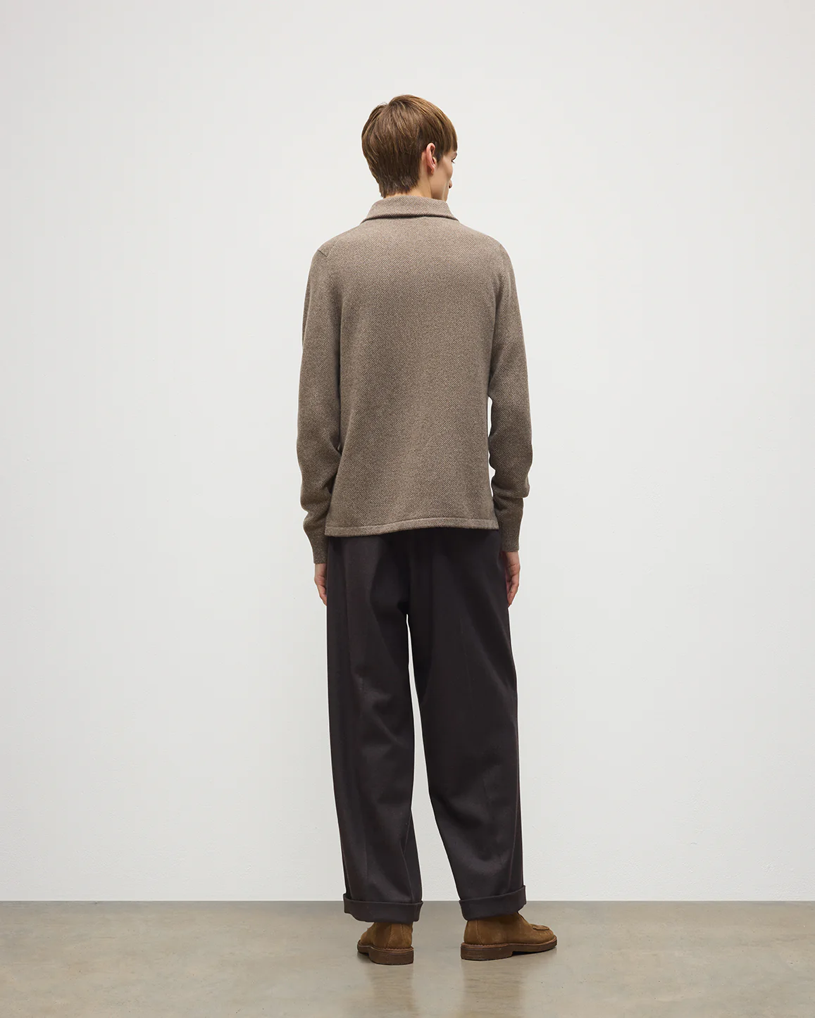 Tweel Brown Cashmere Half Zip Jumper - Image 4