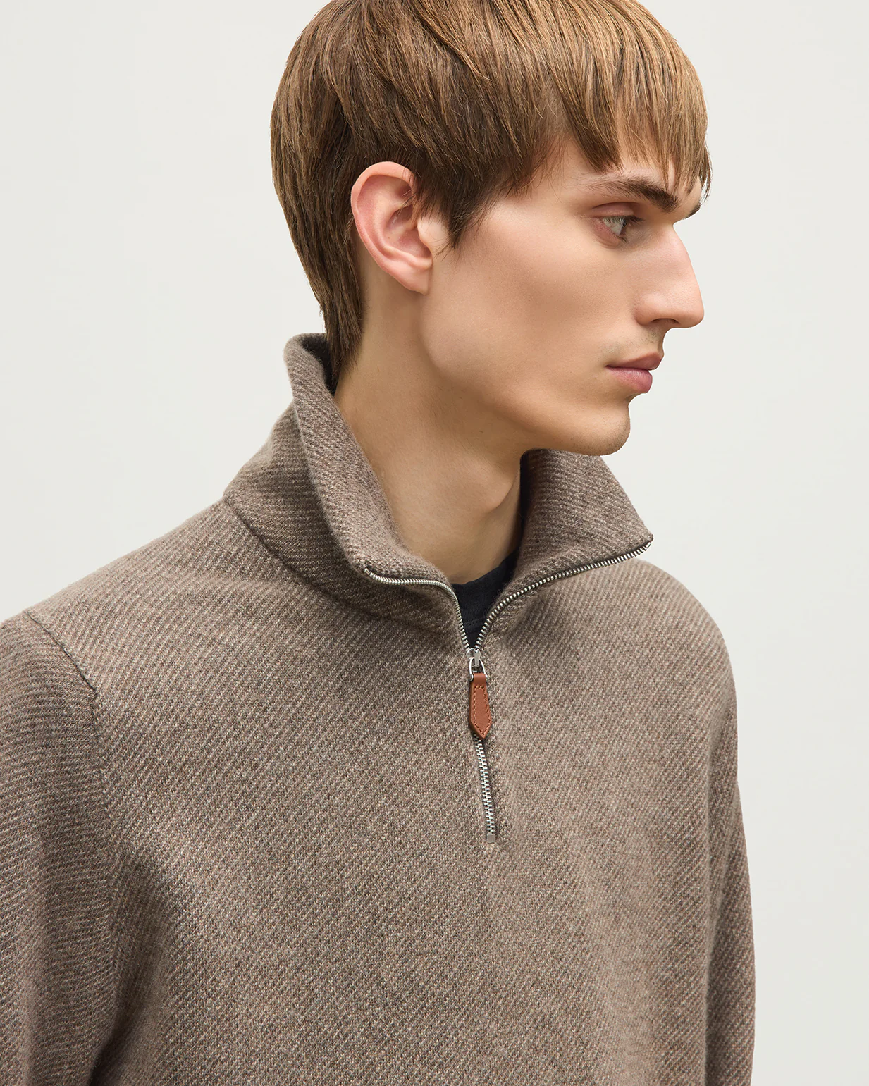 Tweel Brown Cashmere Half Zip Jumper - Image 6