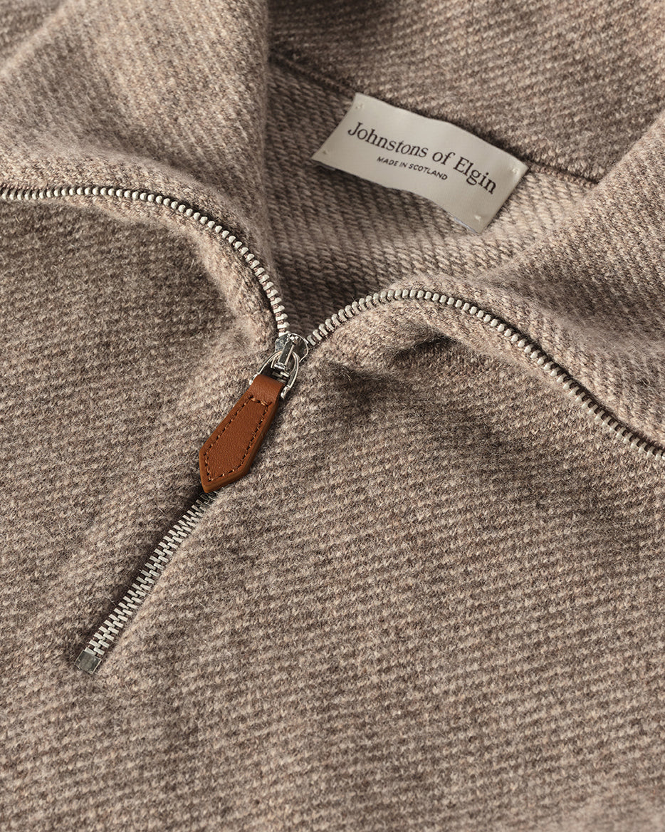 Tweel Brown Cashmere Half Zip Jumper - Image 7