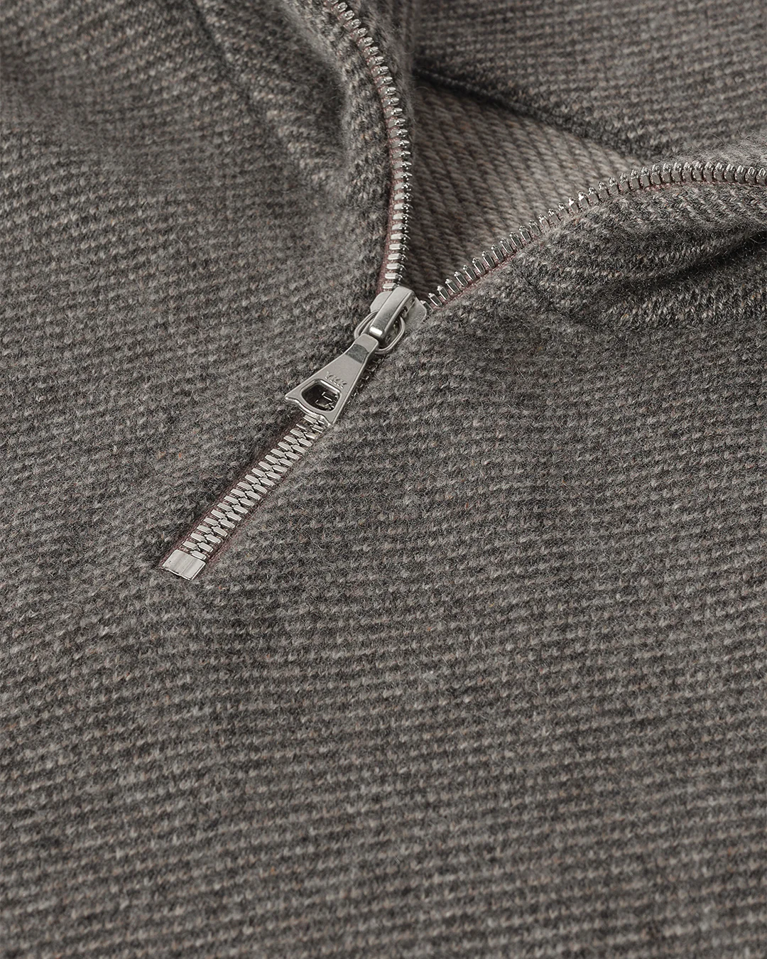 Tweel Grey & Brown Cashmere Half Zip Jumper - Image 6