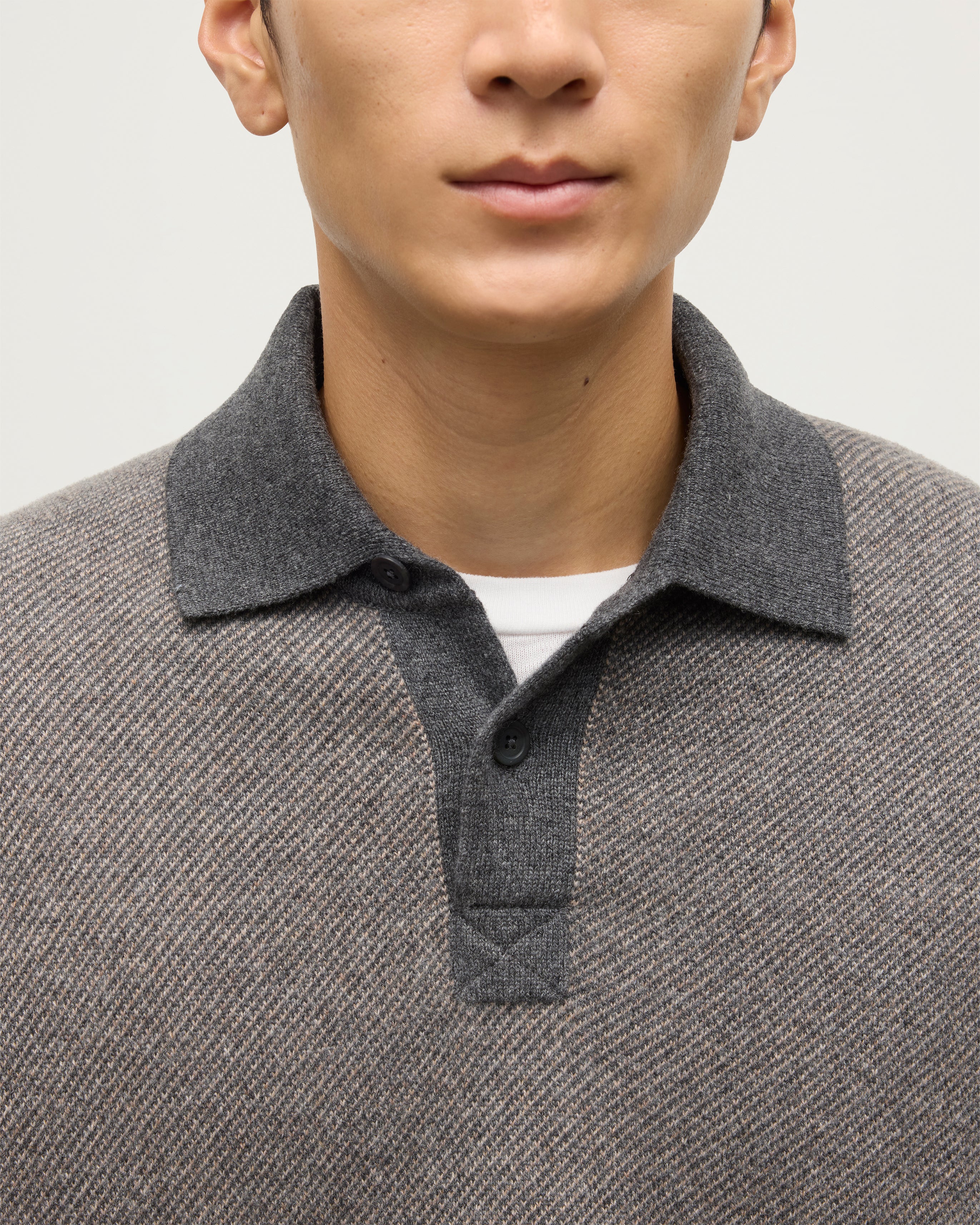 Tweel Grey & Brown Cashmere Rugby Shirt - Image 6