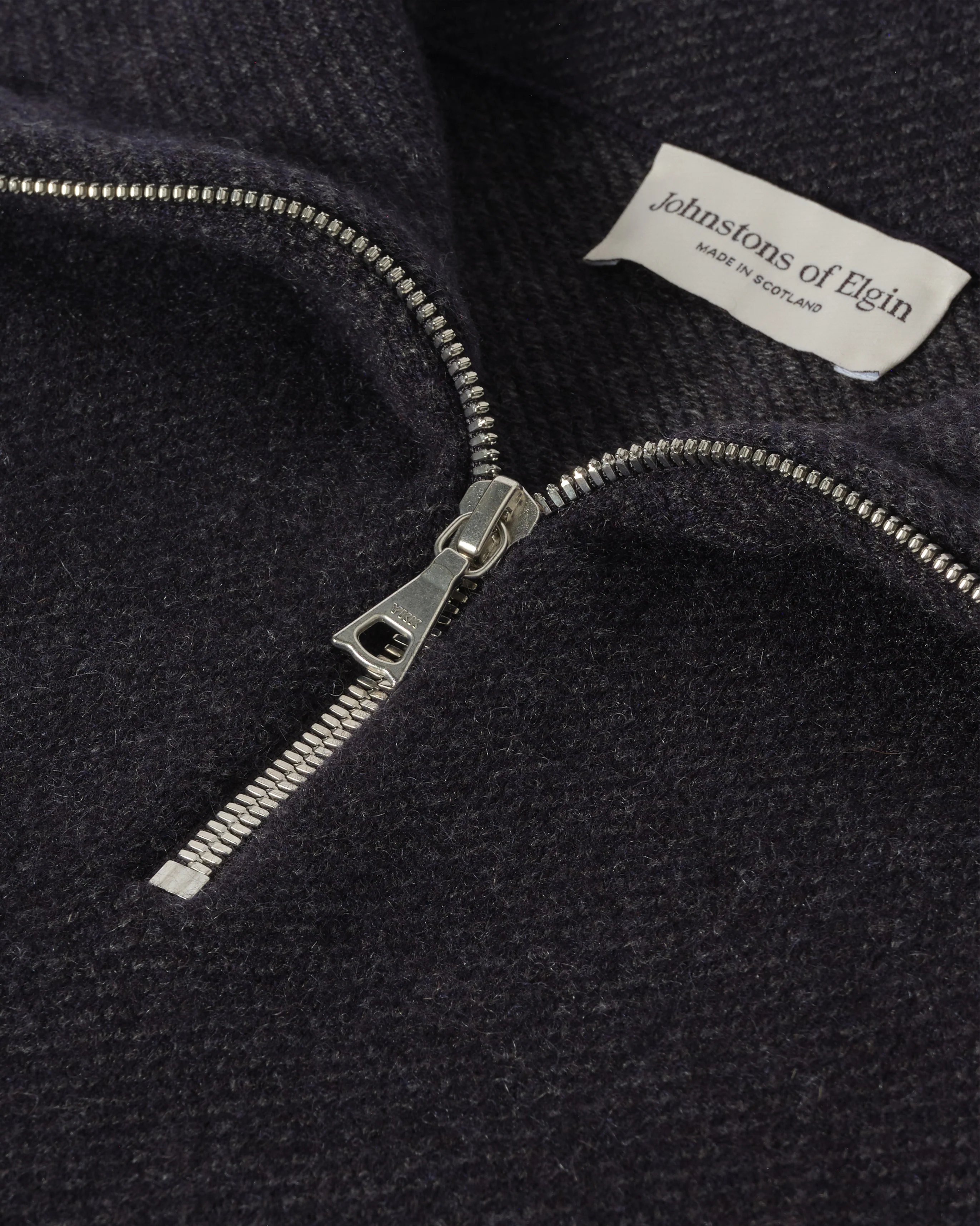 Tweel Navy & Grey Cashmere Half Zip Jumper - Image 7