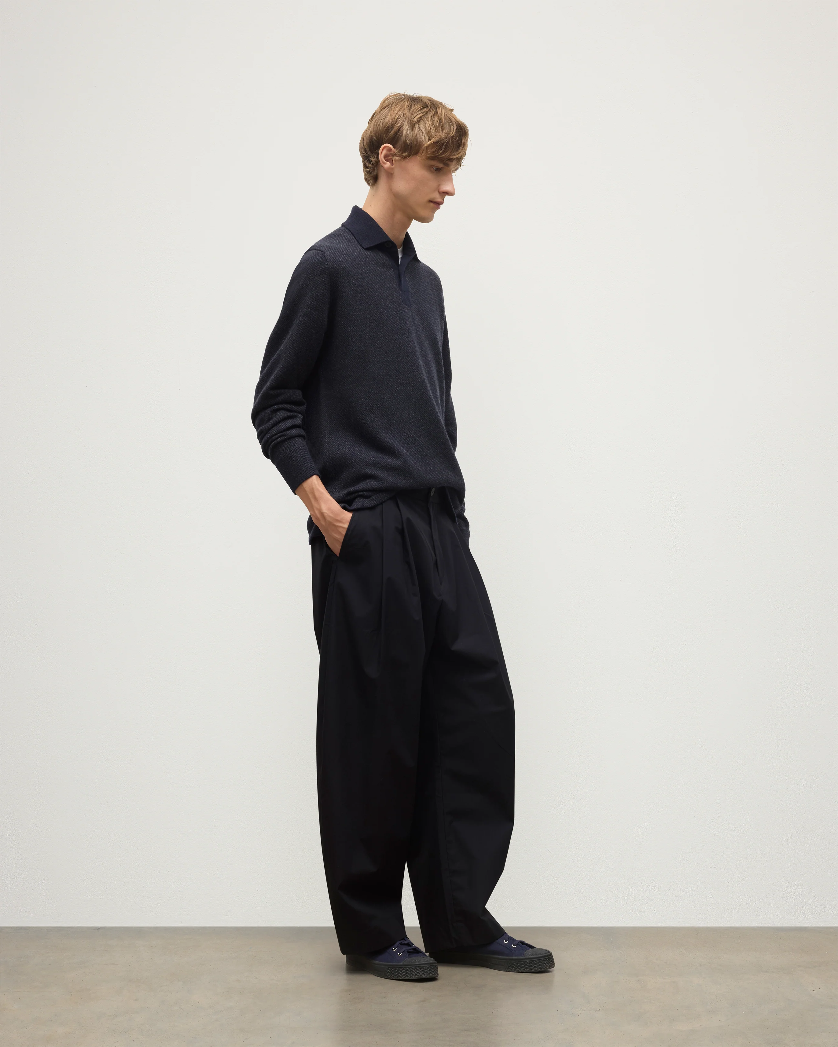 Tweel Navy & Grey Cashmere Rugby Shirt - Image 3