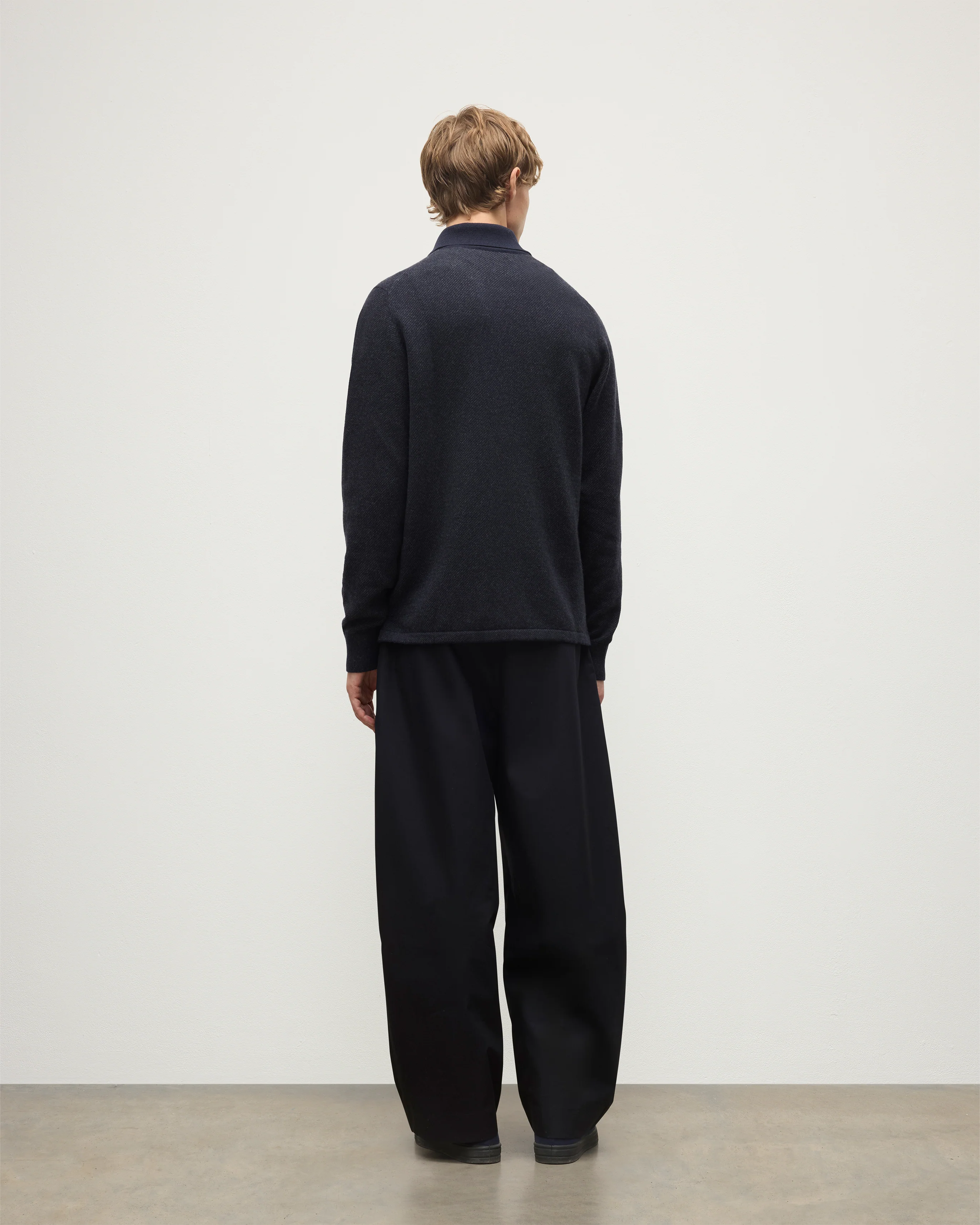Tweel Navy & Grey Cashmere Rugby Shirt - Image 4