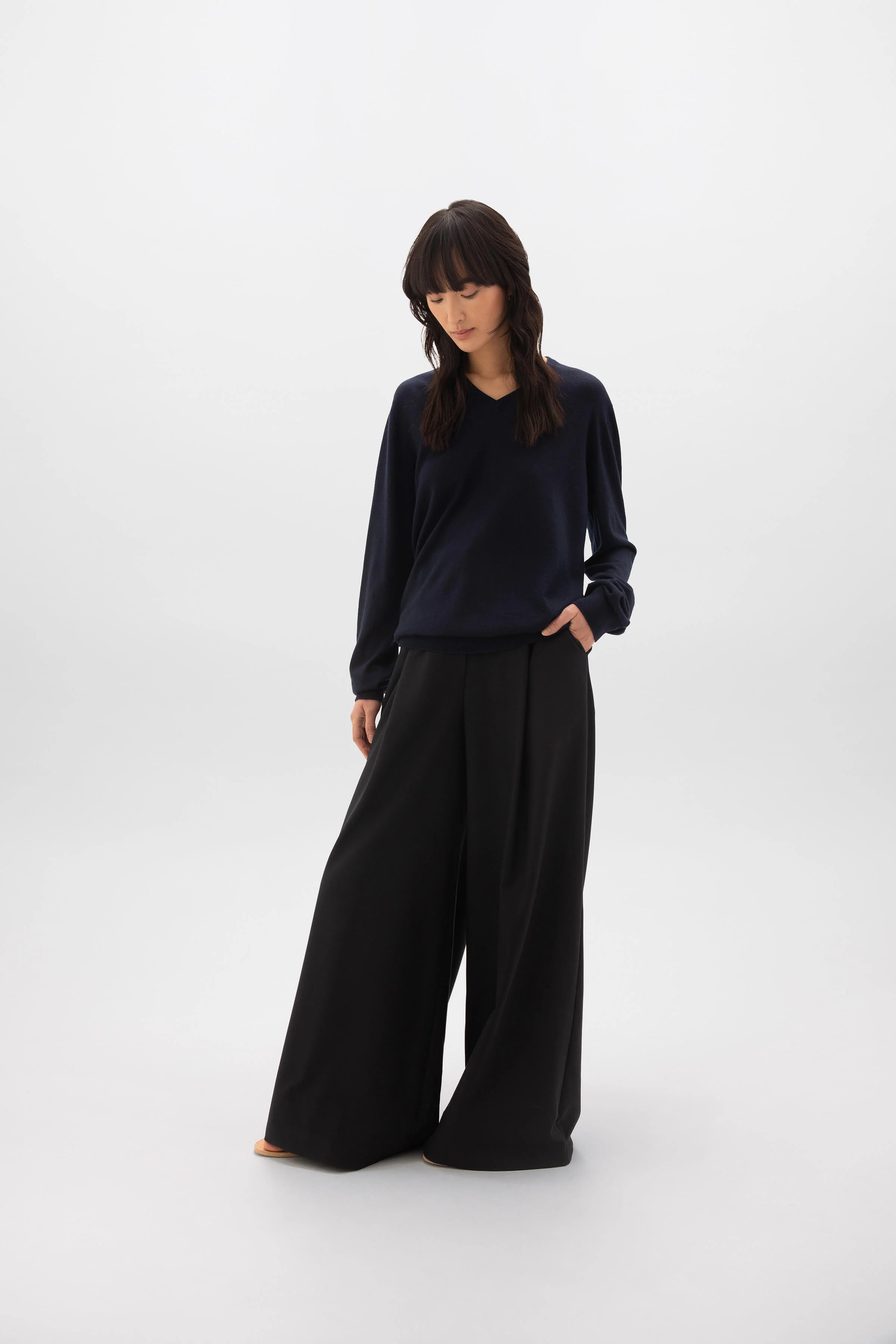 Superfine Cashmere Navy V Neck Jumper - Image 7