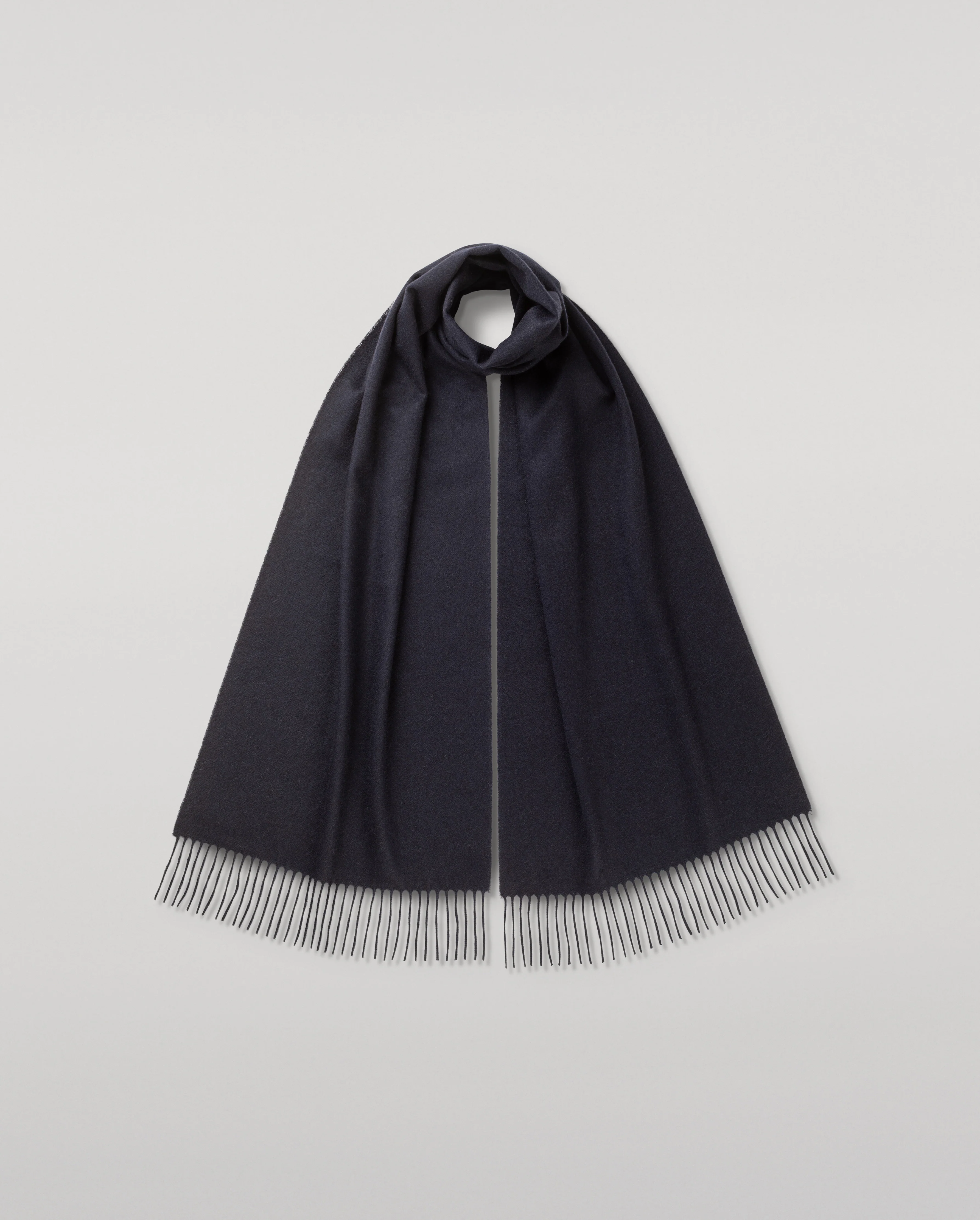 Wide Dark Navy Cashmere Scarf