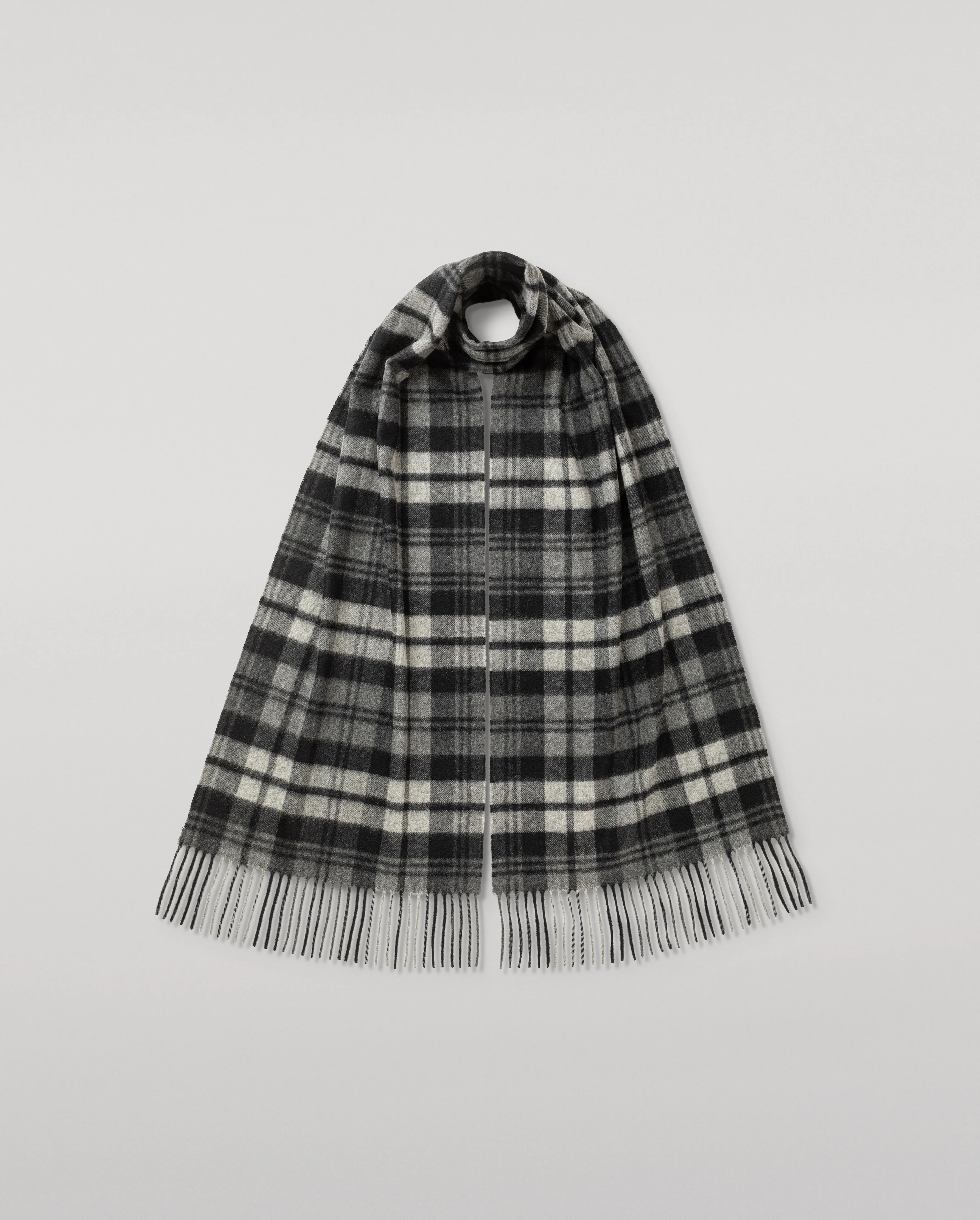 Wide Grey Dress Stewart Tartan Cashmere Scarf