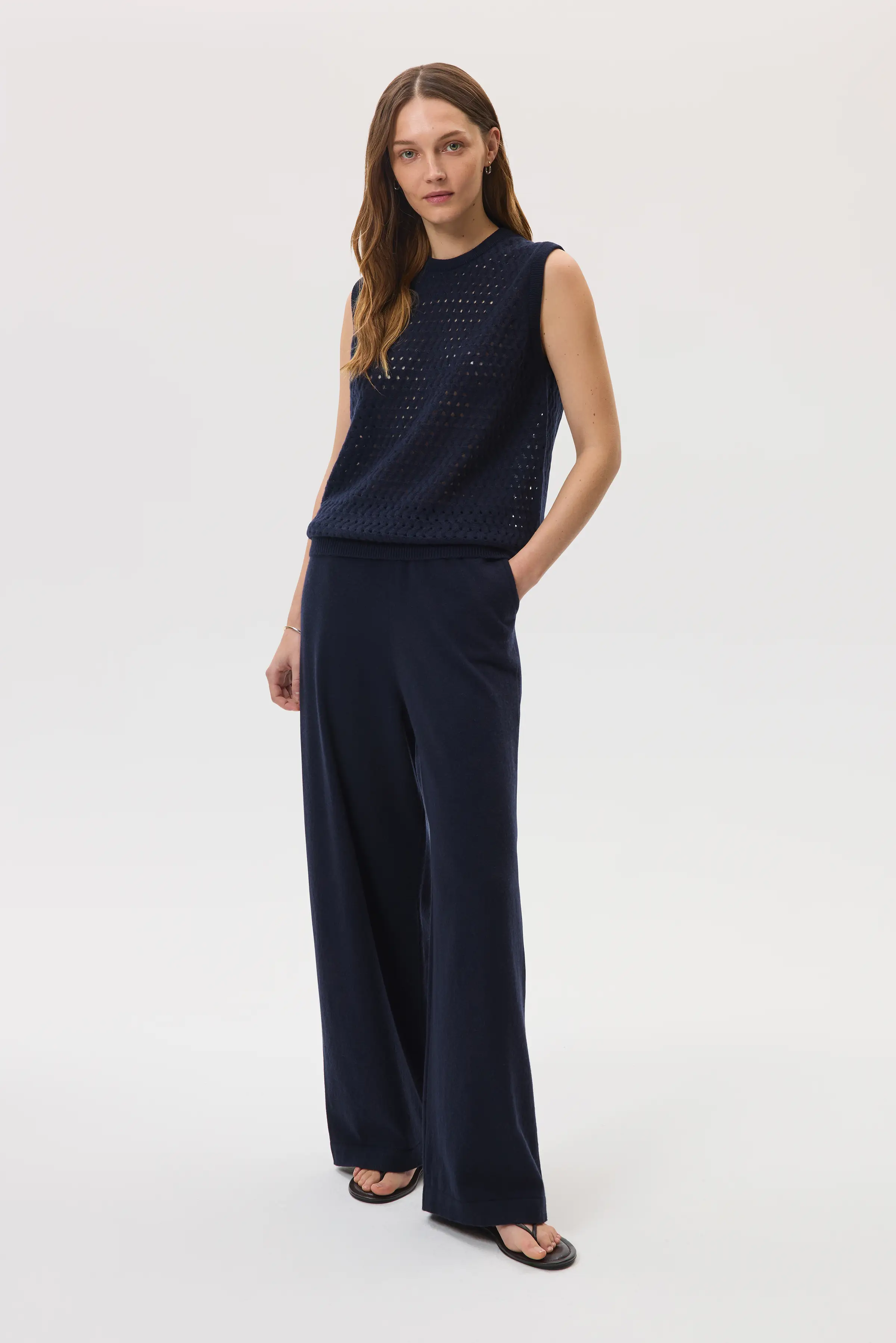High Rise Cashmere Dark Navy Culottes - Image 3