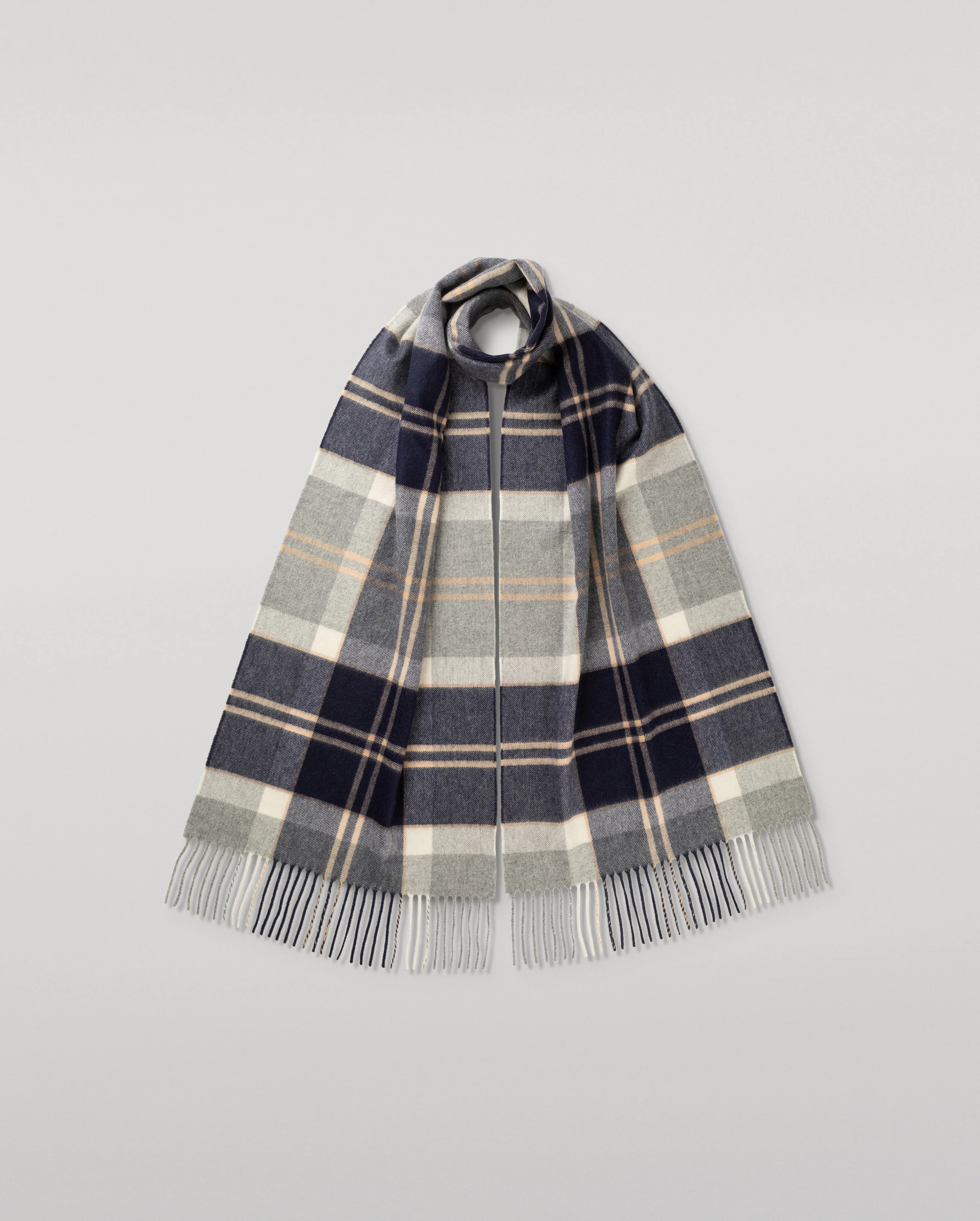 Wide Silver Bannockbane Tartan Cashmere Scarf