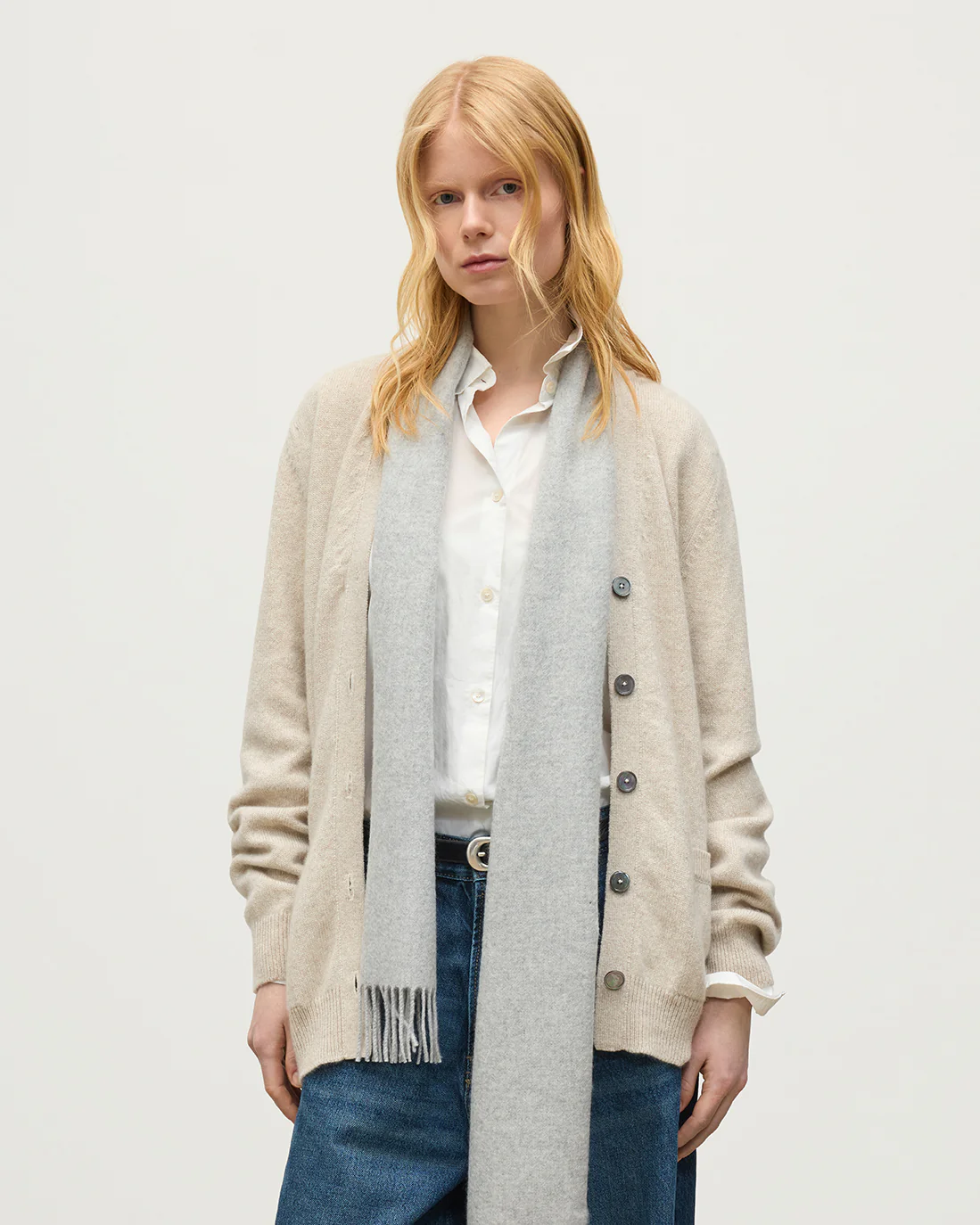 Wild Thistle Intarsia Natural Cashmere Cardigan - Image 6