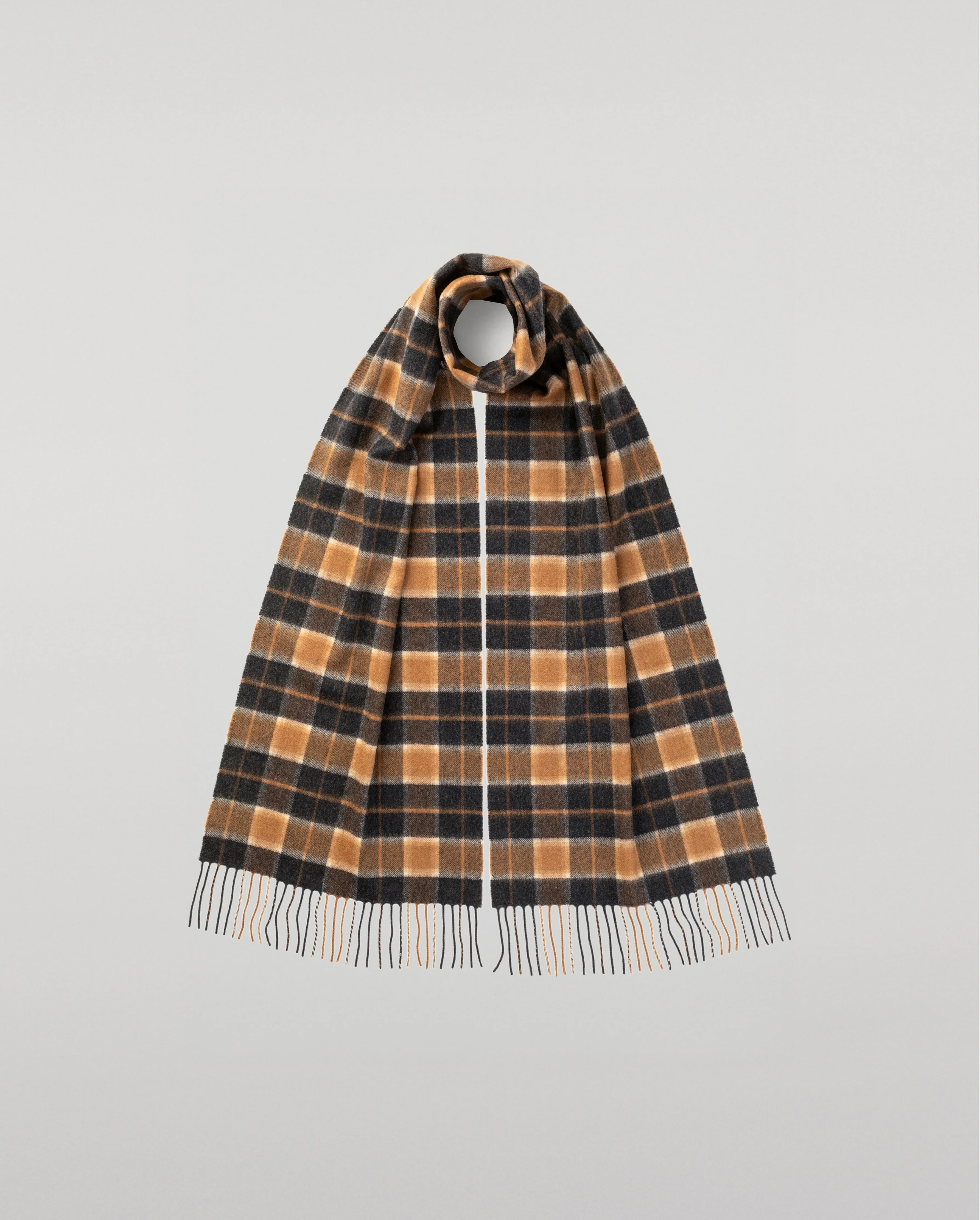 Windowpane Check Cashmere & Vicuña Scarf