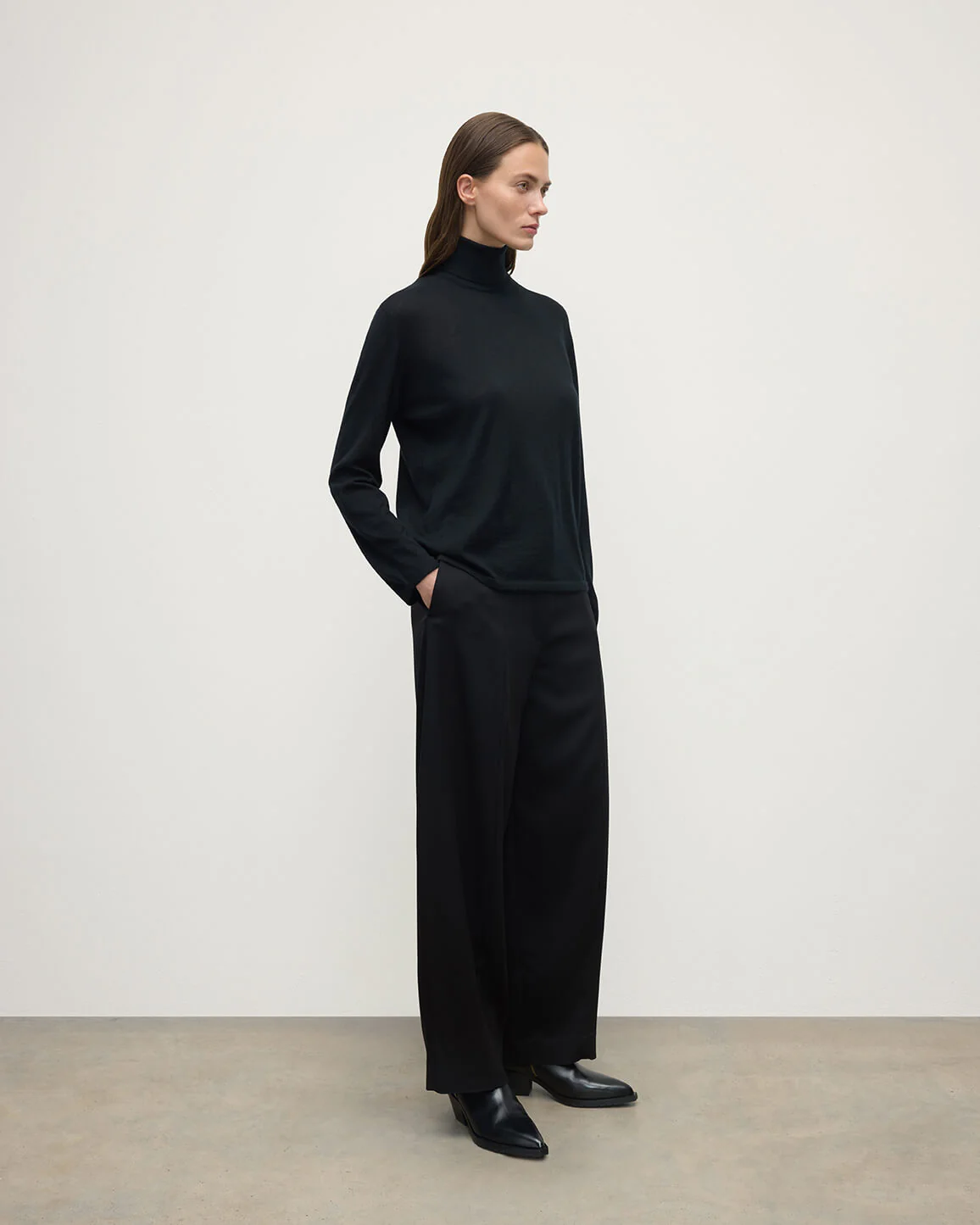 Superfine Cashmere Black Roll Neck Jumper - Image 3
