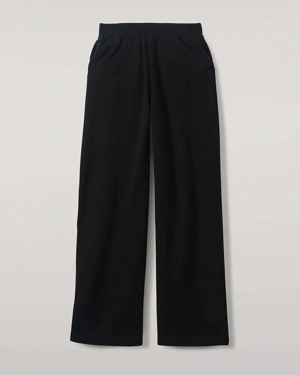 Wide Leg Black Cashmere Trousers - Image 2