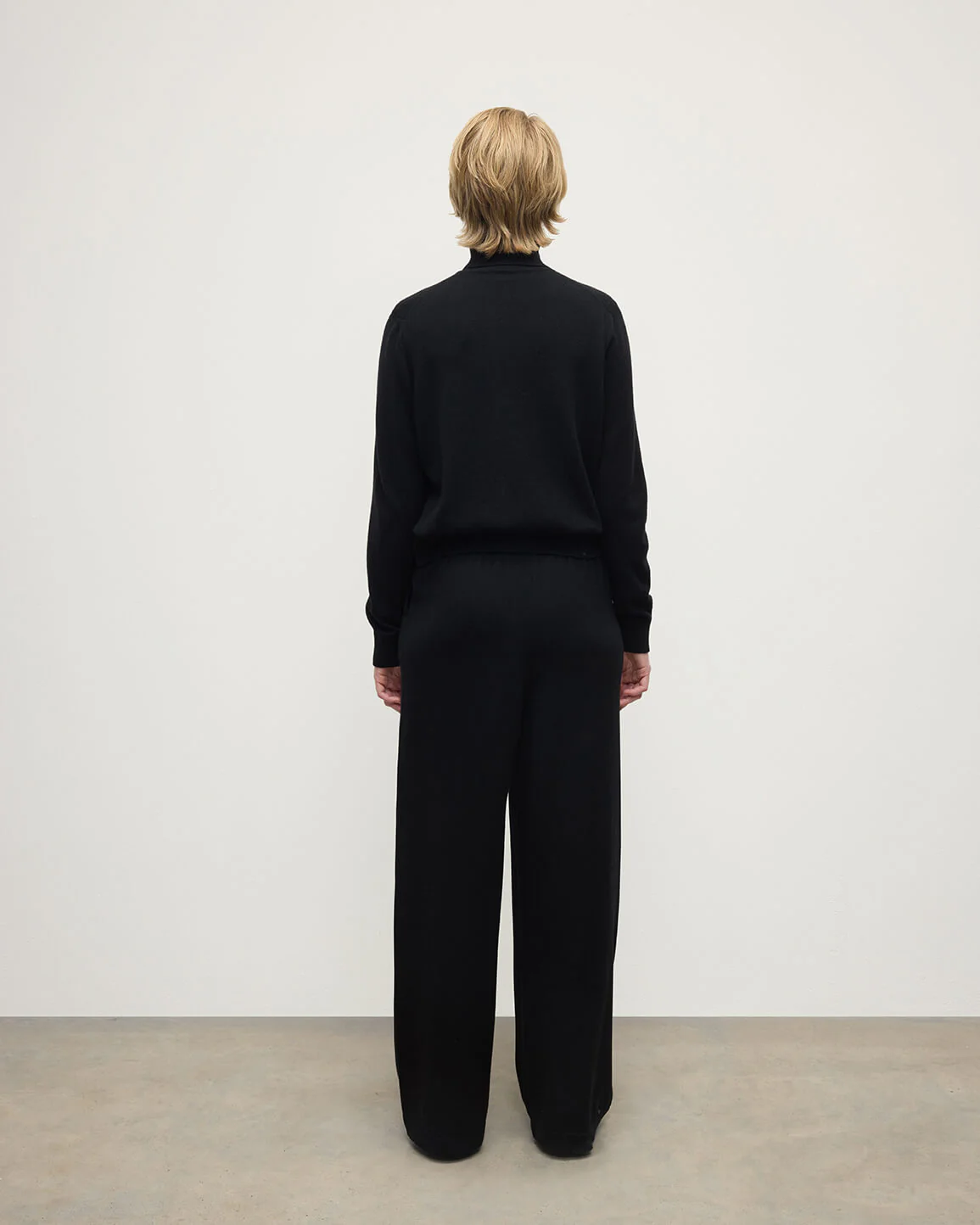 Wide Leg Black Cashmere Trousers - Image 4