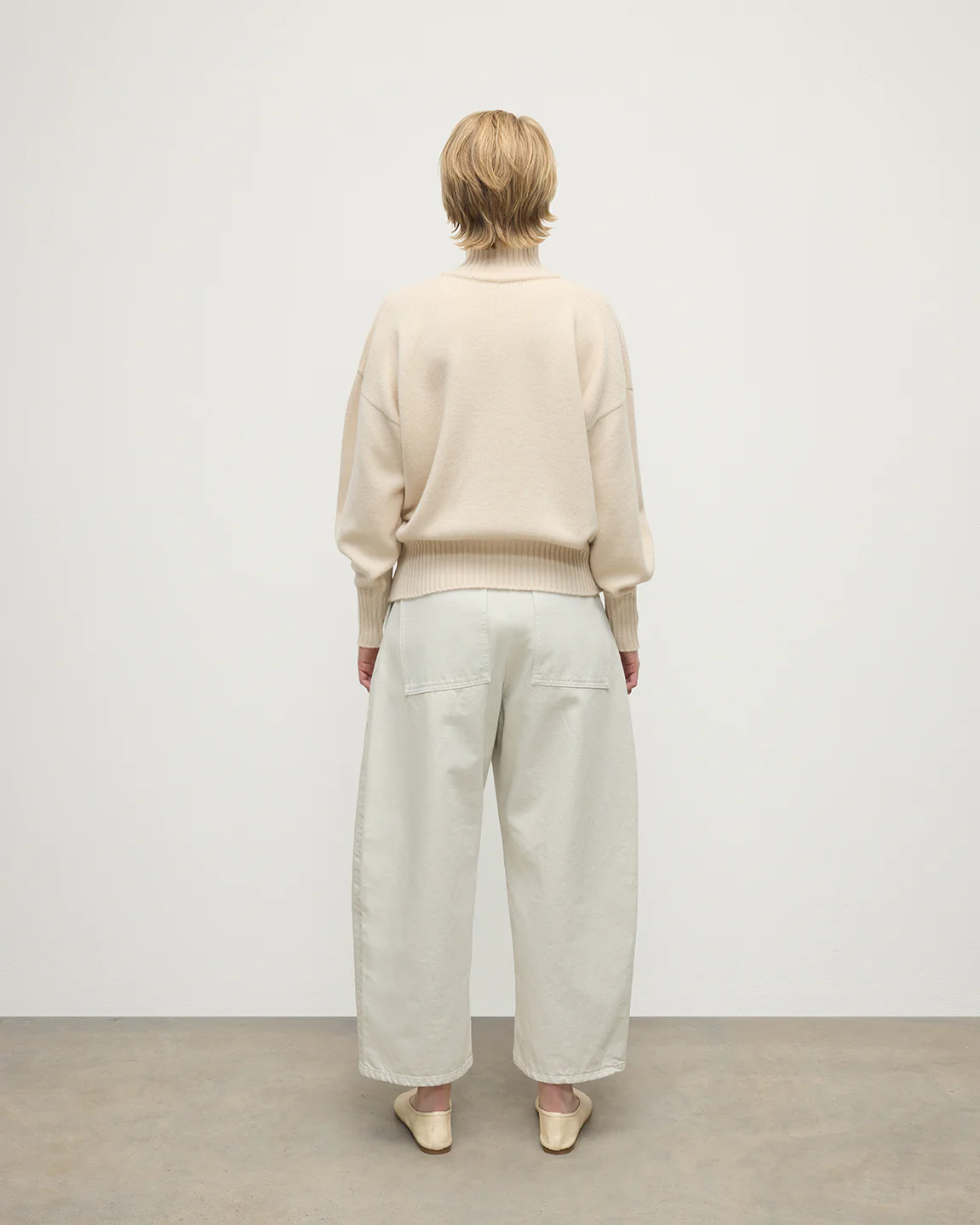 High Neck Cream Cashmere Jumper - Image 4