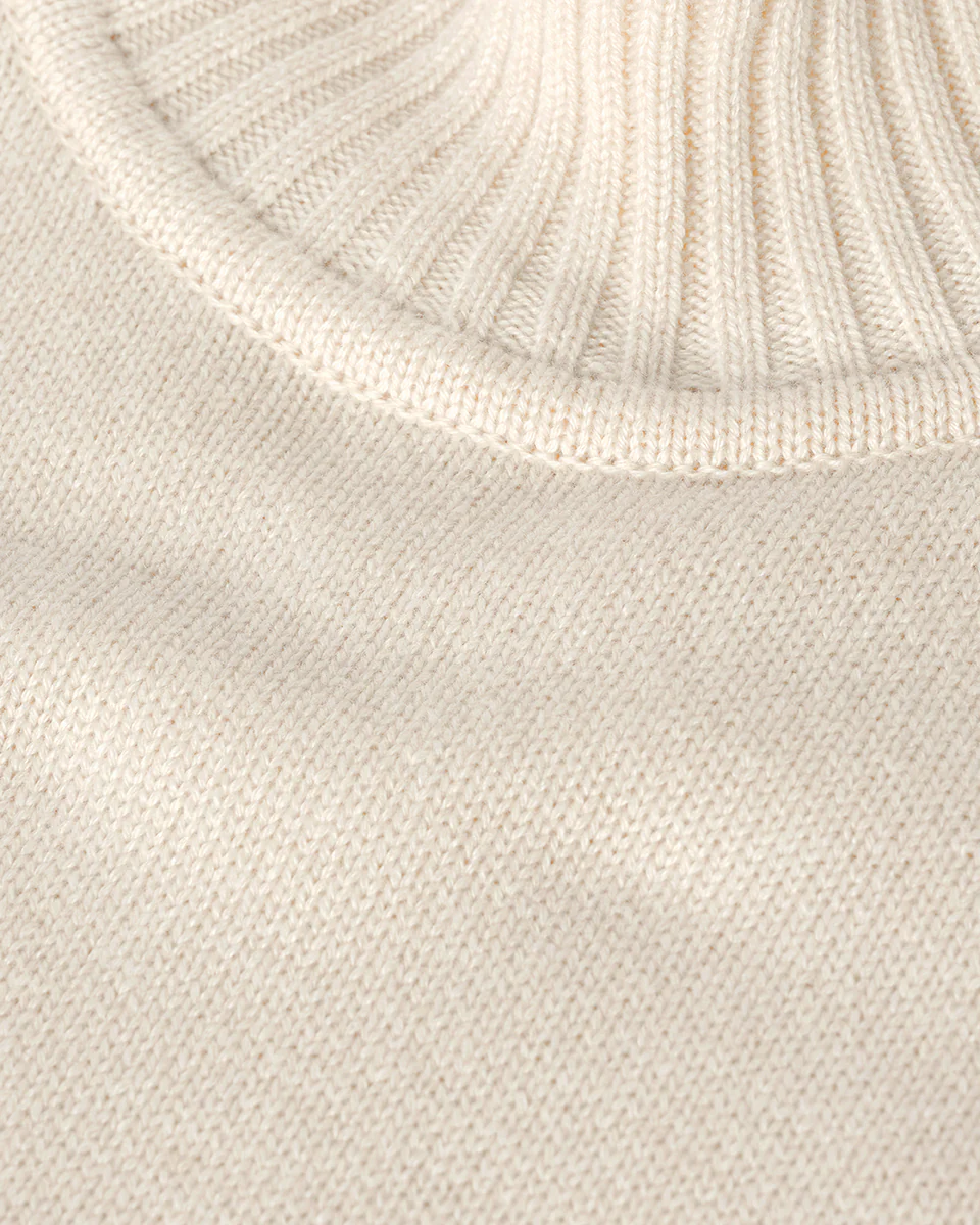 High Neck Cream Cashmere Jumper - Image 6