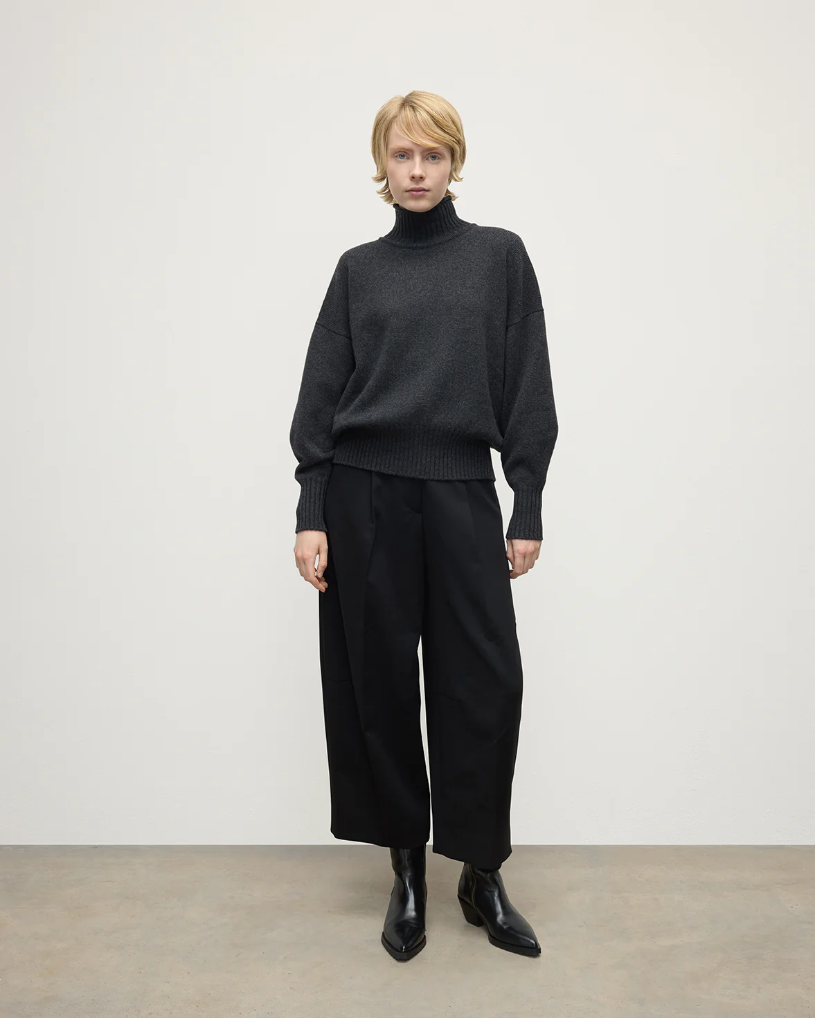 High Neck Charcoal Cashmere Jumper