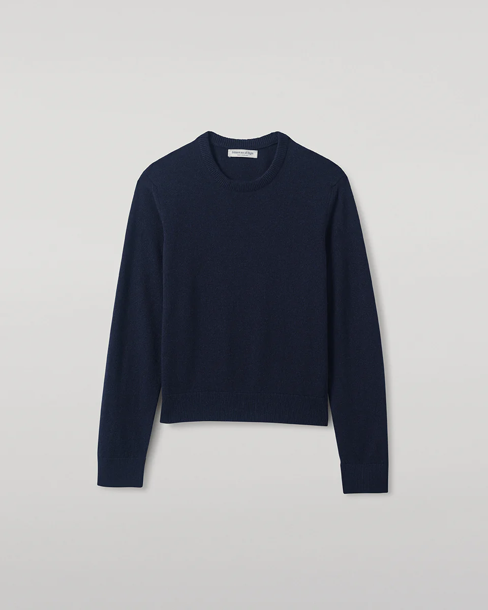 Classic Cashmere Dark Navy Round Neck Jumper - Image 2