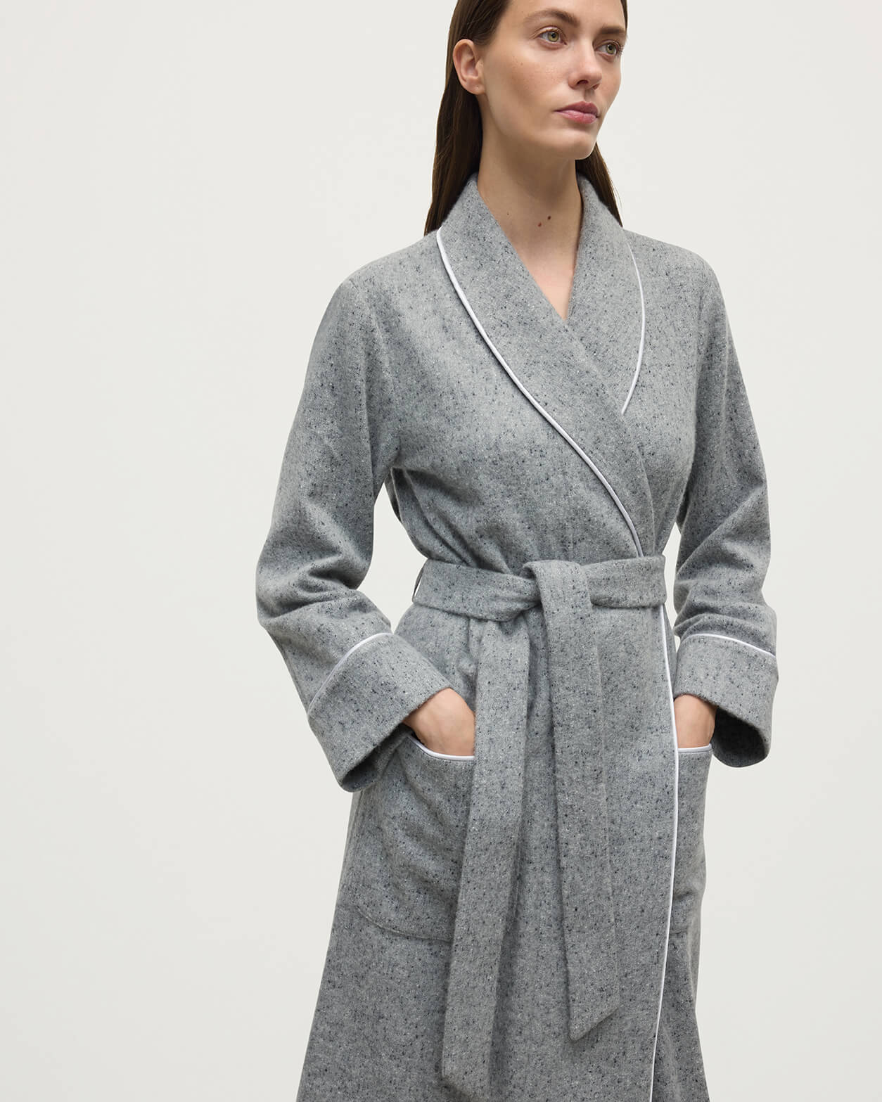 Donegal Cashmere Light Grey Dressing Gown - Image 5