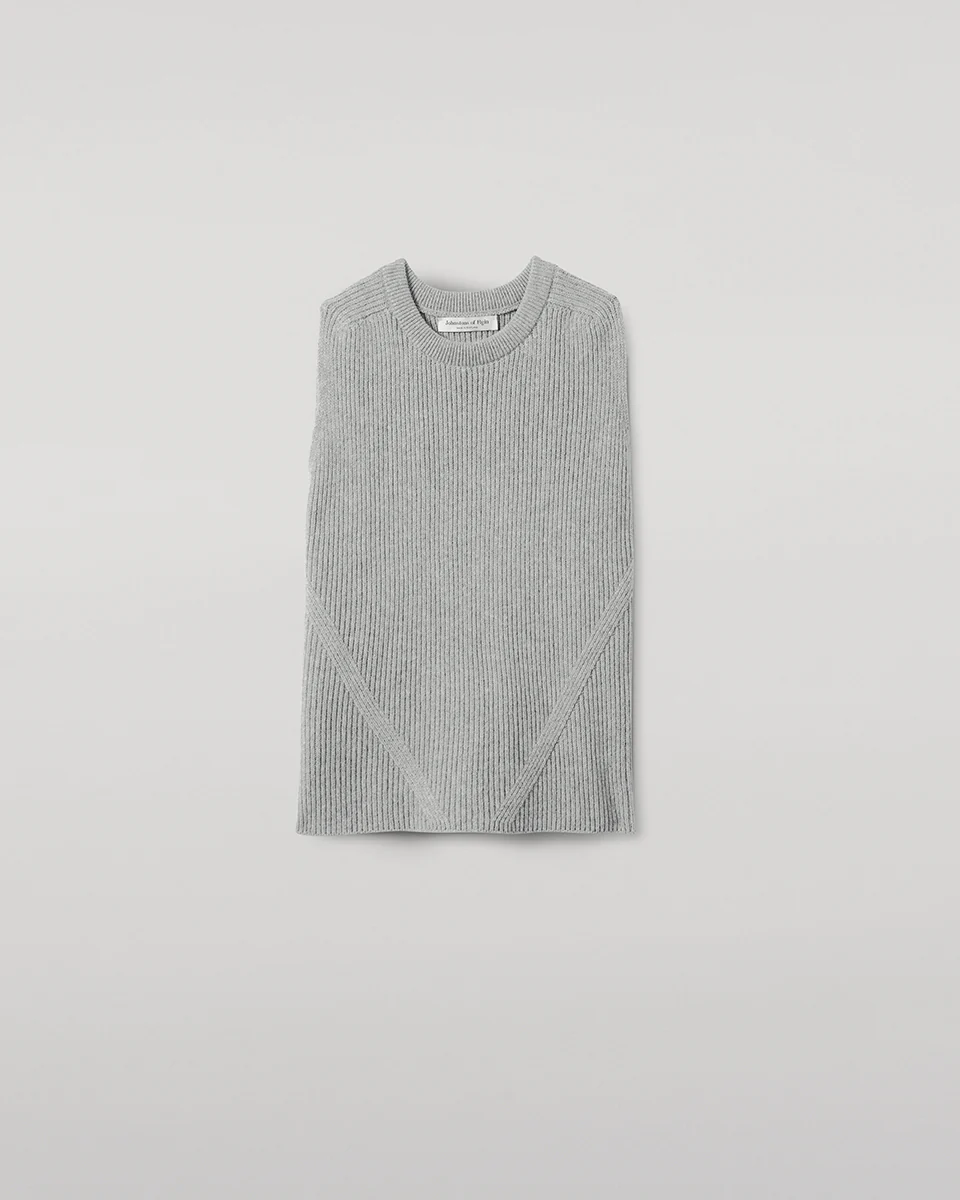 Sleeveless Light Grey Cashmere Tank Top - Image 2