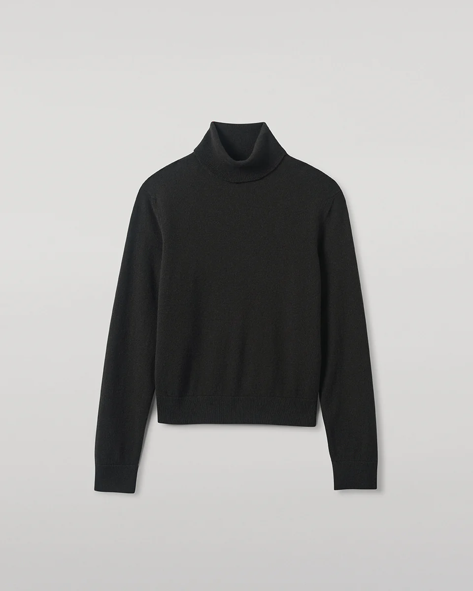 Classic Cashmere Dark Grey Roll Neck Jumper - Image 2