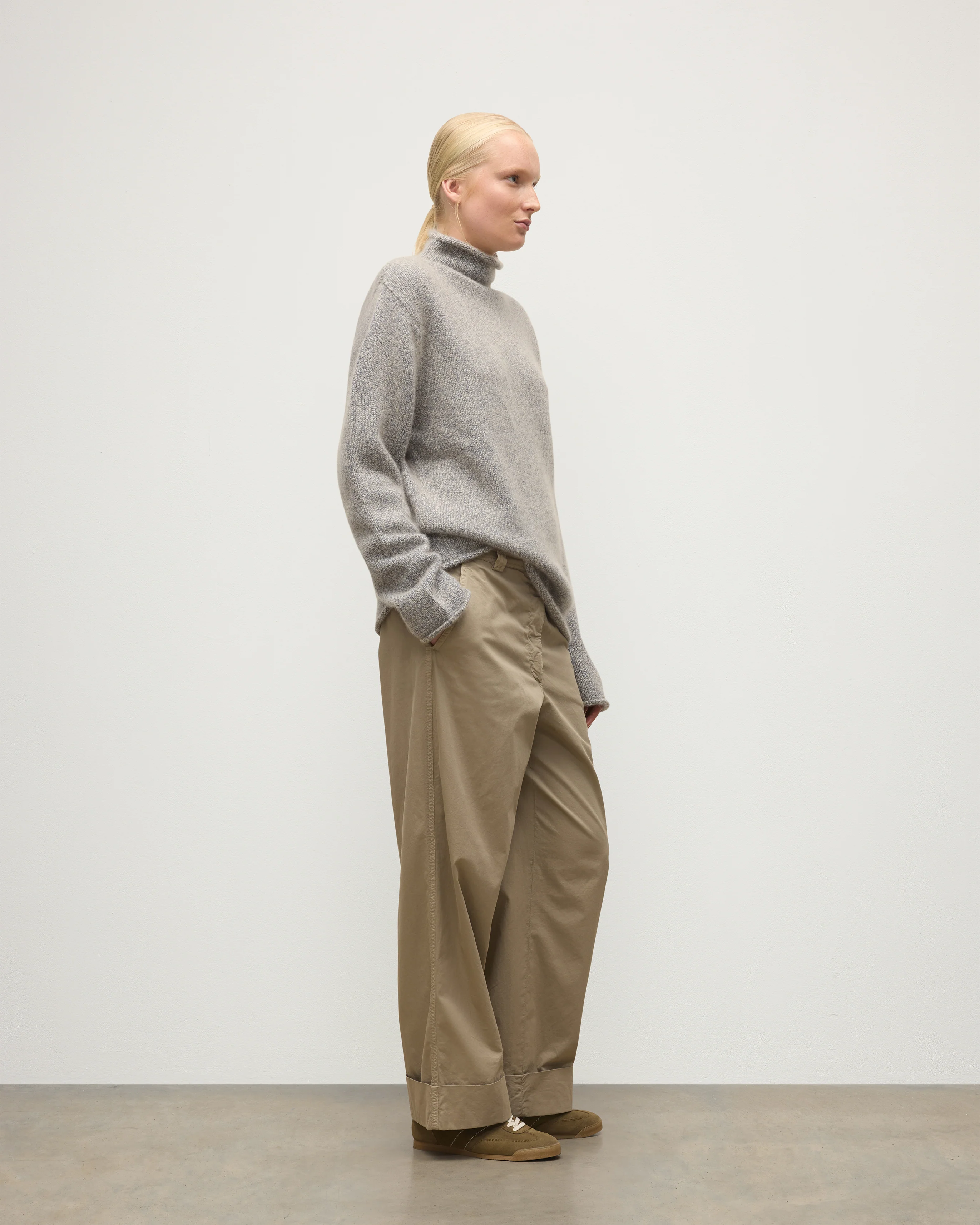 Kester Blue Marl Cashmere Funnel Neck Jumper - Image 3