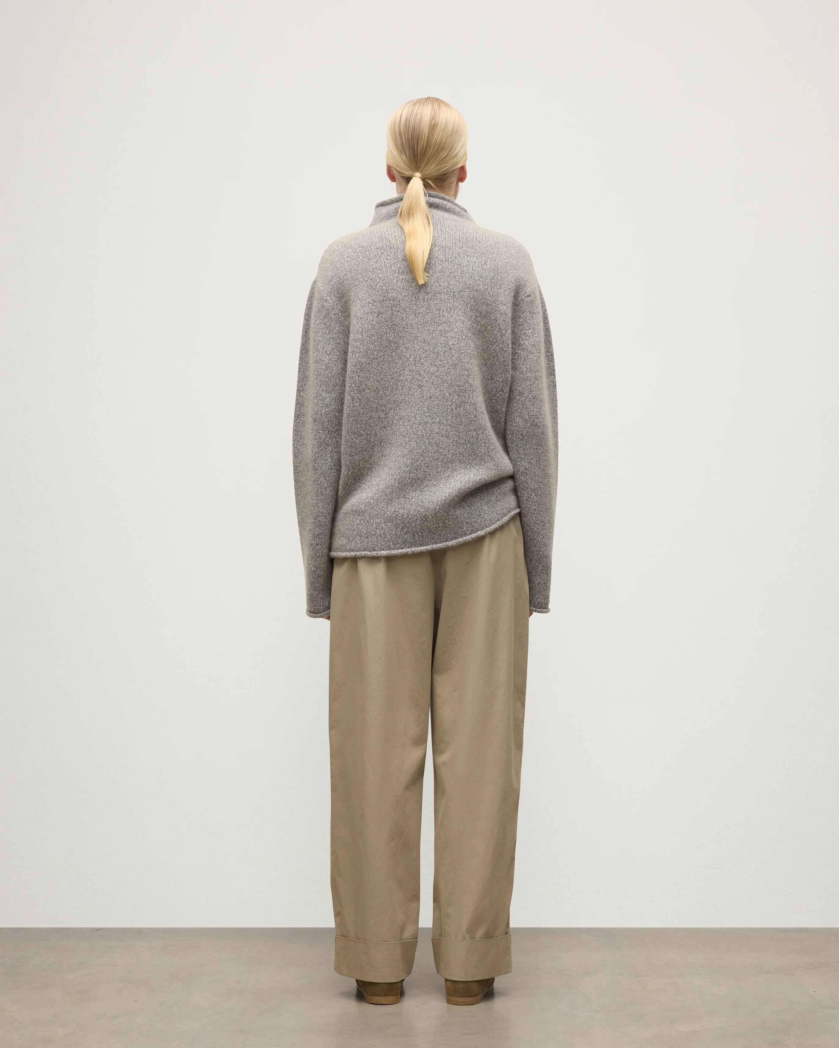 Kester Blue Marl Cashmere Funnel Neck Jumper - Image 4