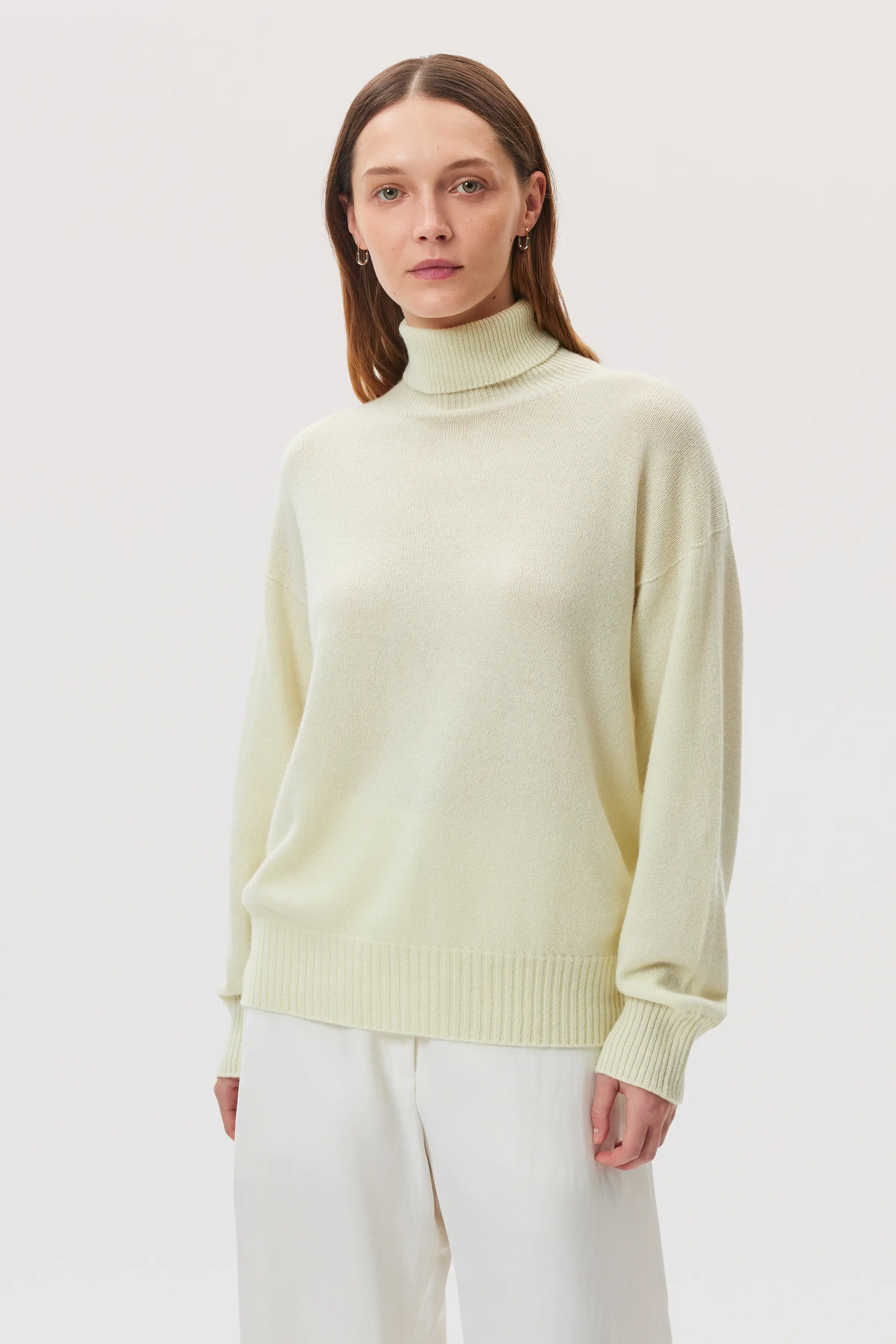 Gauzy Cashmere Roll Neck Light Yellow Jumper - Image 2