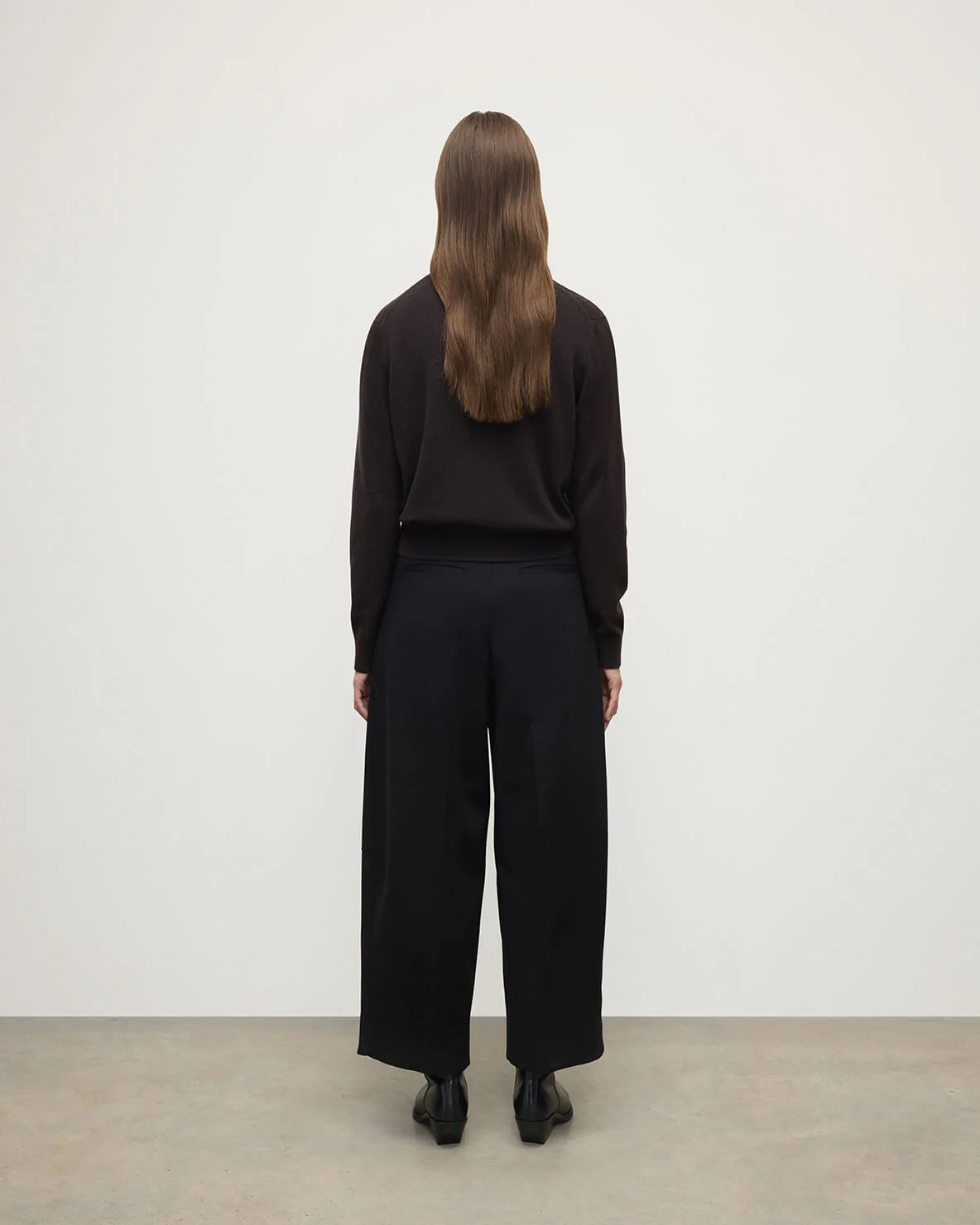 Classic Cashmere Dark Brown V Neck Jumper - Image 4