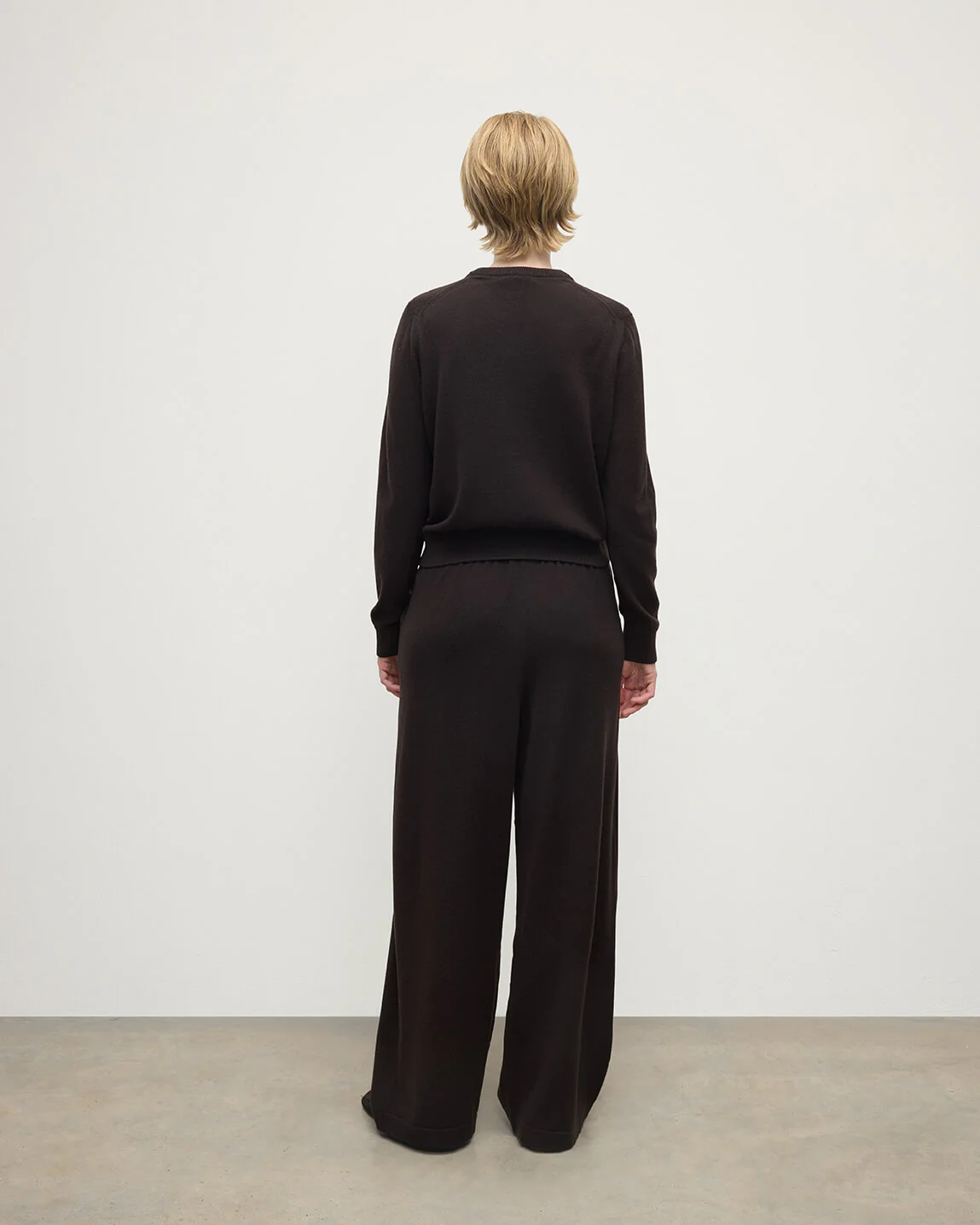 Wide Leg Dark Brown Cashmere Trousers - Image 4