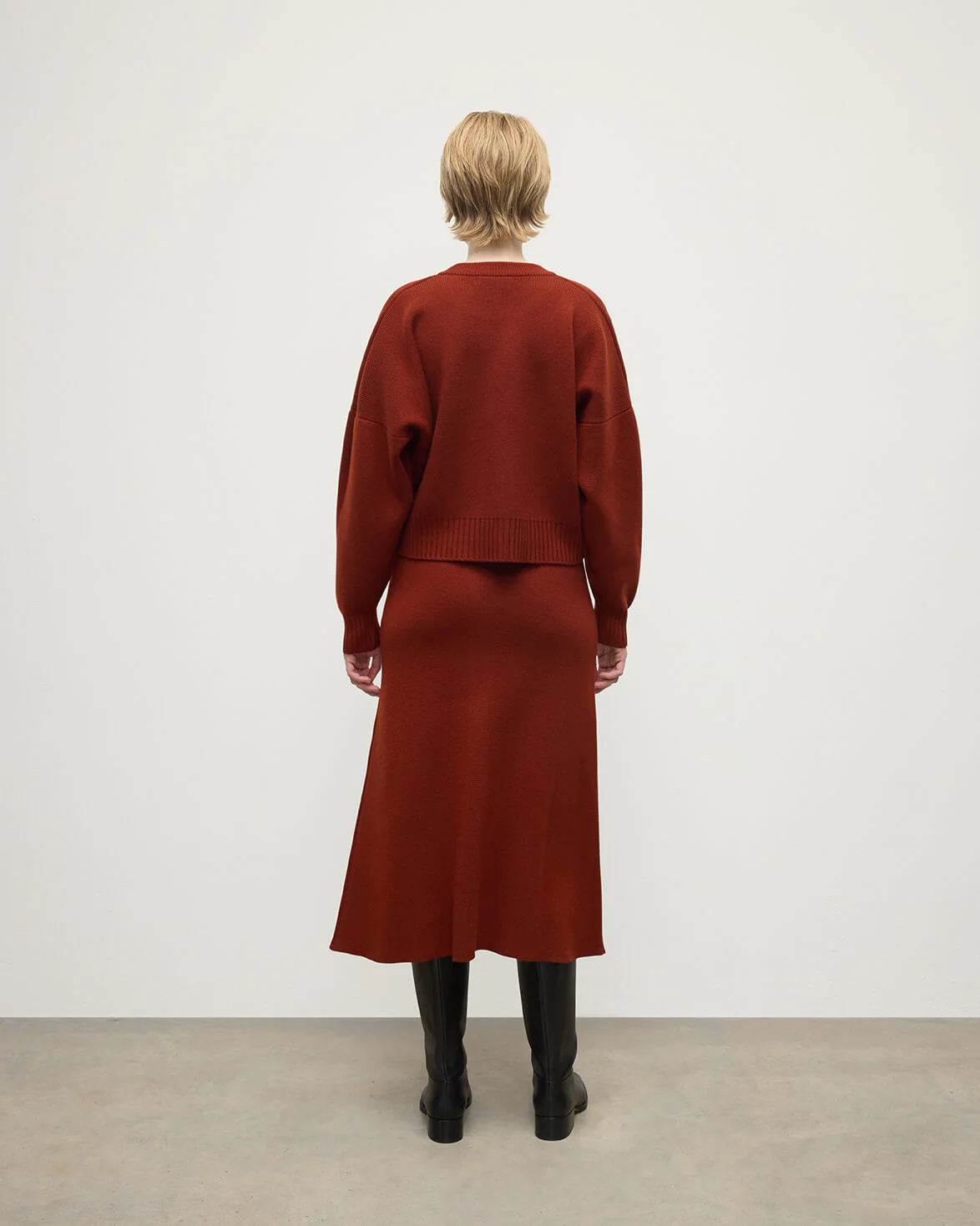 Cropped Milano Dark Red Cashmere Jumper - Image 4