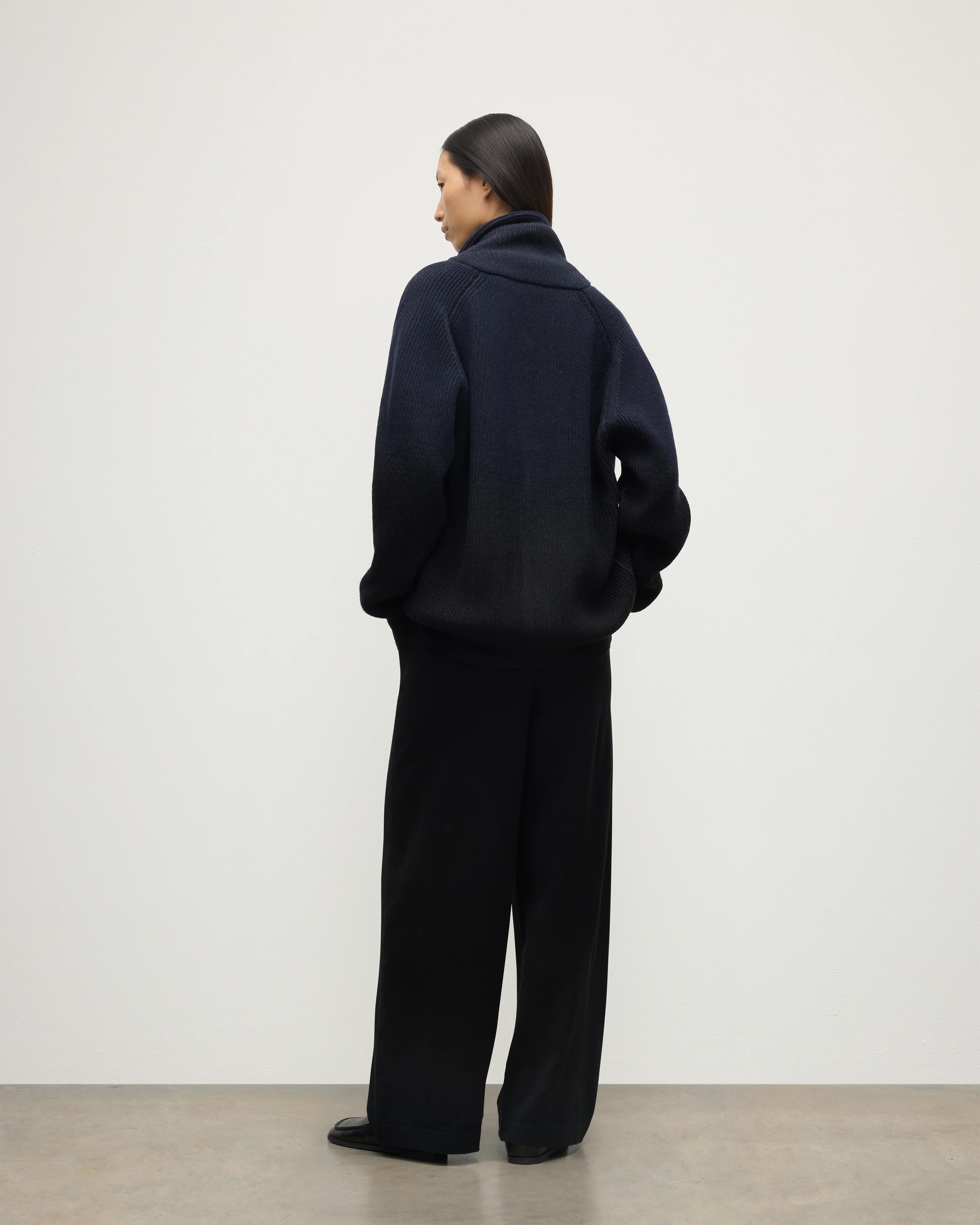 Pioneer Navy to Black Shawl Collar Cashmere Cardigan - Image 4