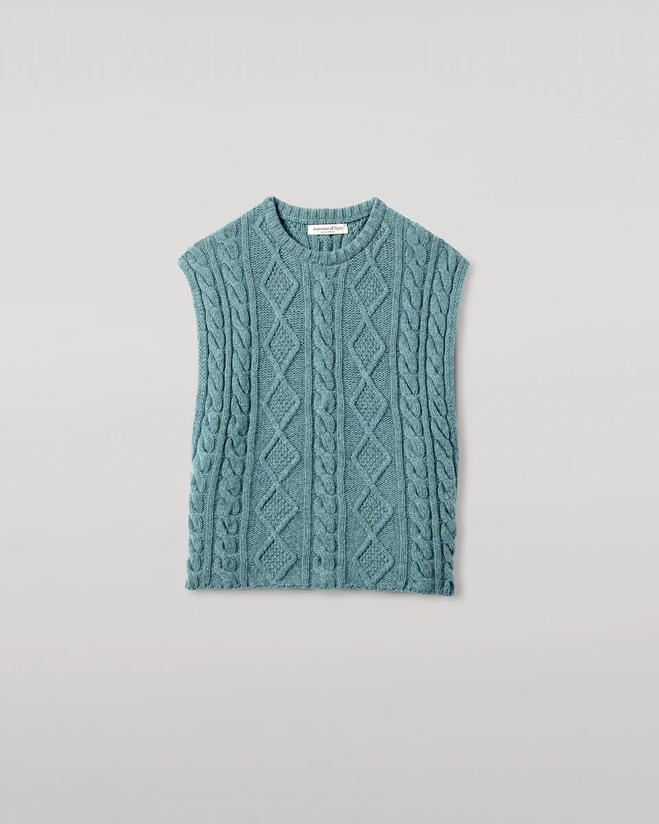 Aran Cable Green Cashmere Tank - Image 2