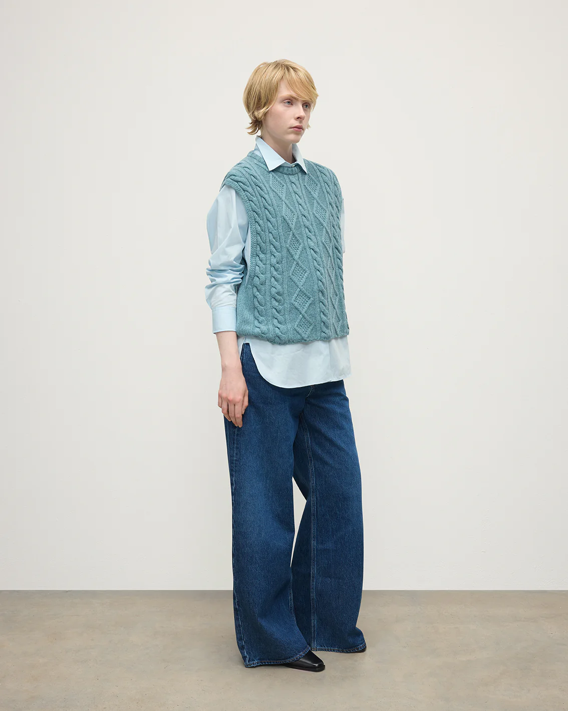 Aran Cable Green Cashmere Tank - Image 3