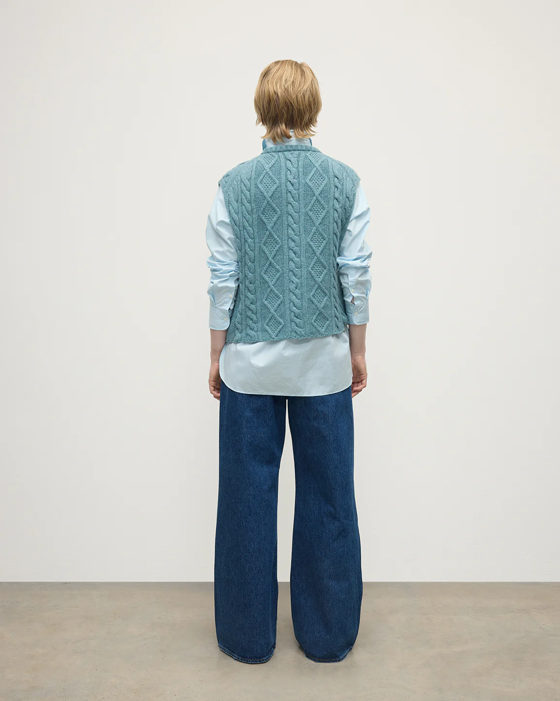 Aran Cable Green Cashmere Tank - Image 4