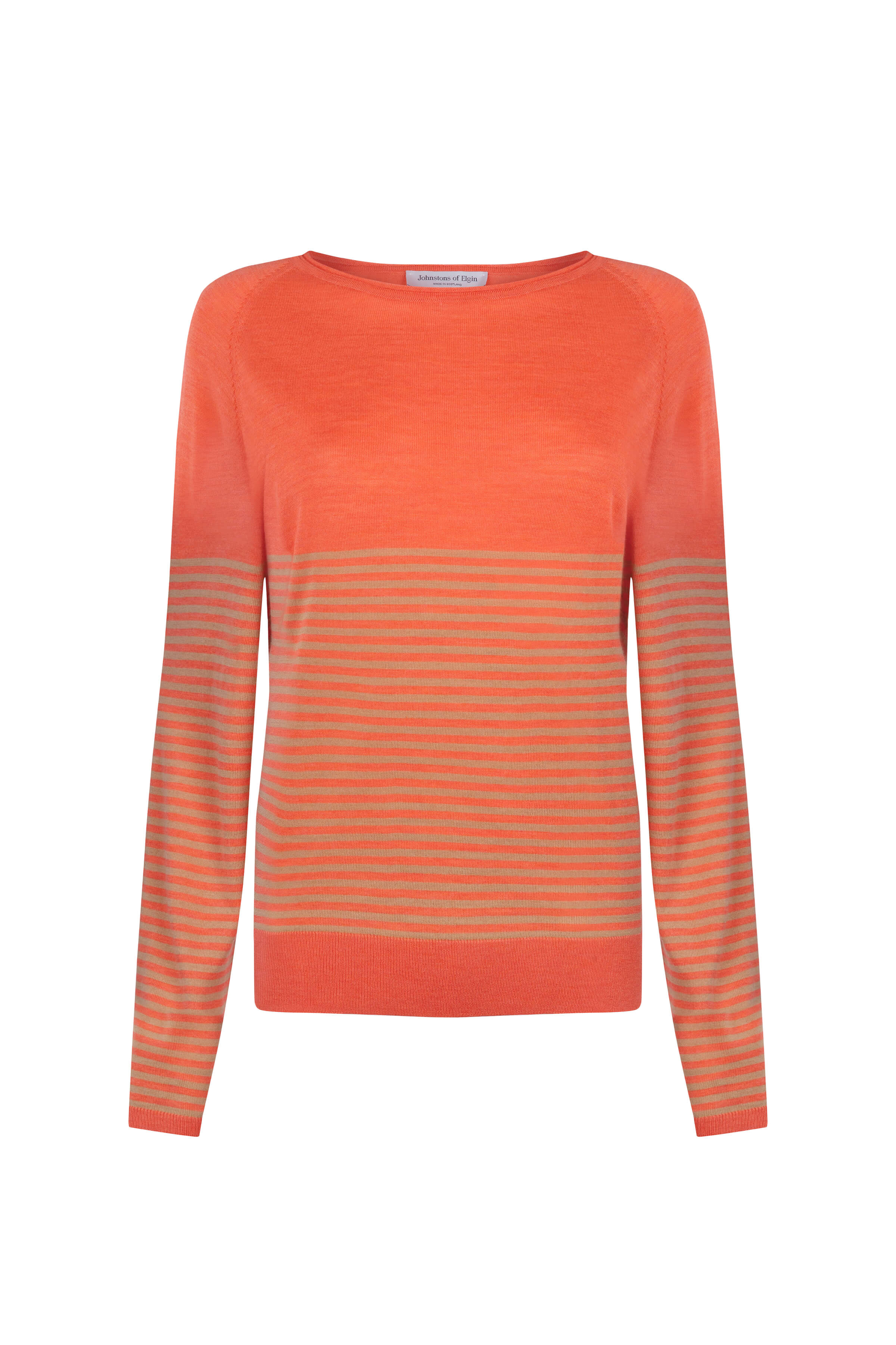 Superfine Merino Bateau Stripe Orange Sweater - Image 2