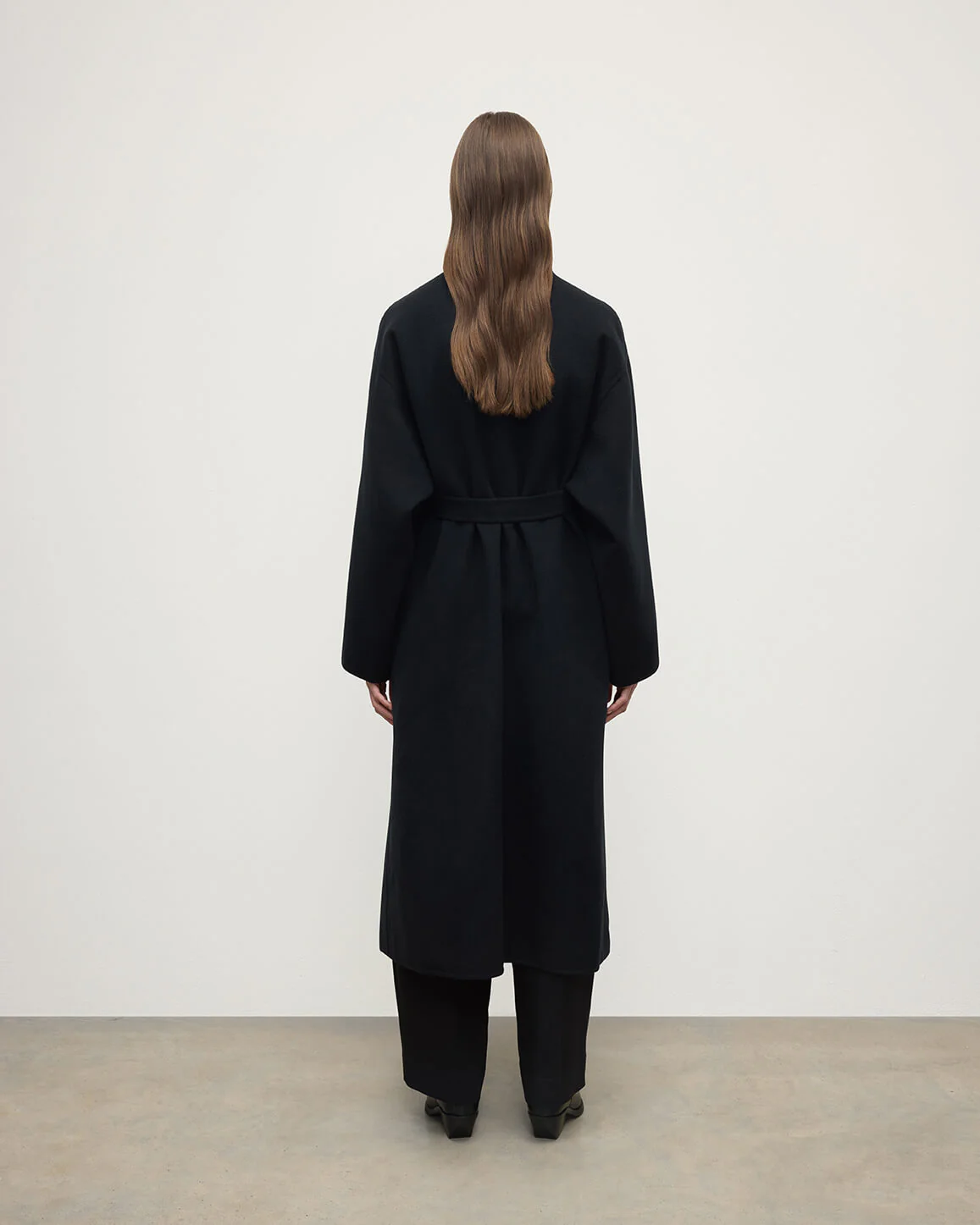 Black Cashmere Wrap Coat - Image 4