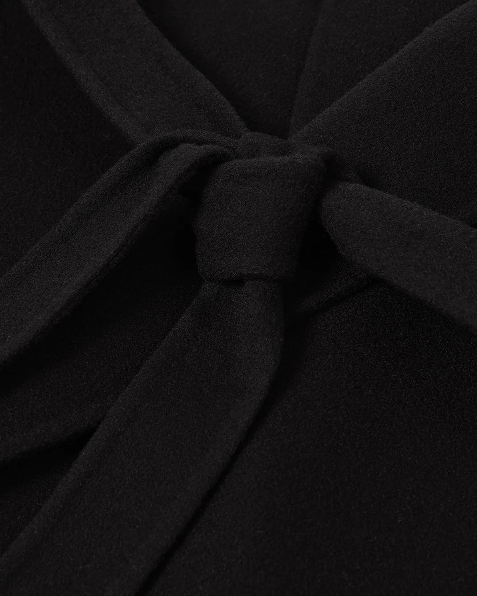 Black Cashmere Wrap Coat - Image 6