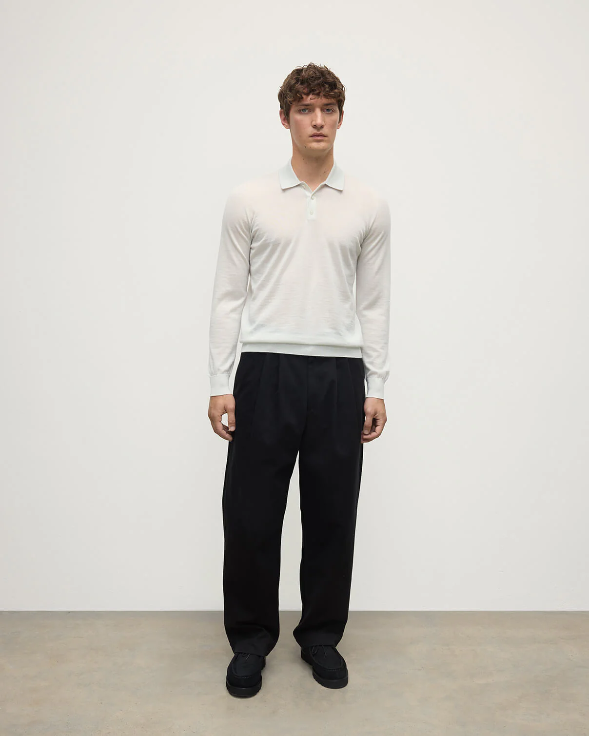 White Superfine Cashmere Polo Shirt