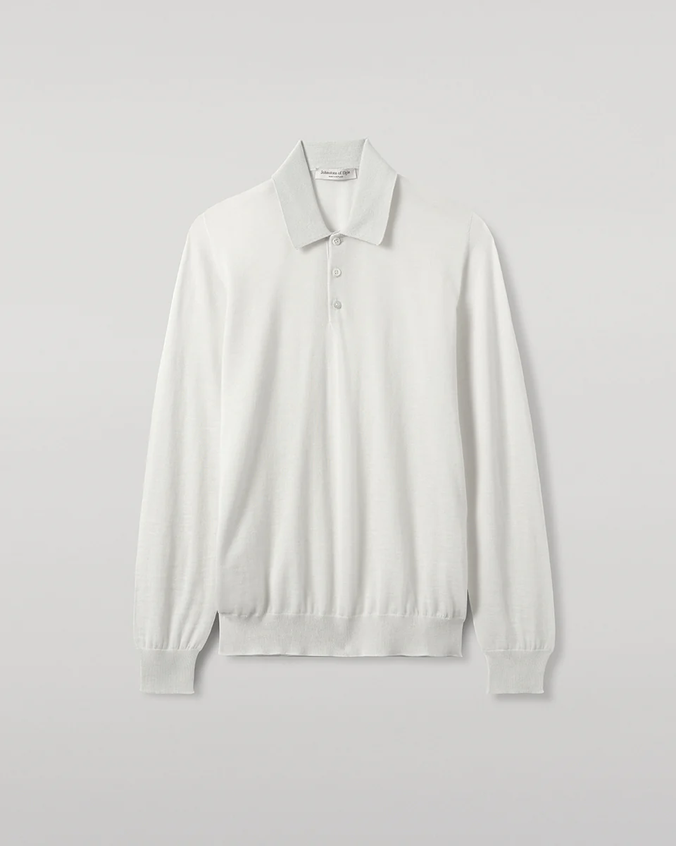 White Superfine Cashmere Polo Shirt - Image 2