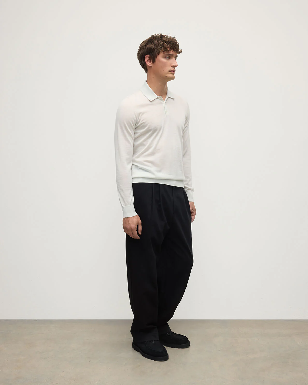 White Superfine Cashmere Polo Shirt - Image 3