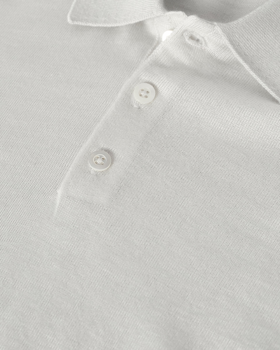 White Superfine Cashmere Polo Shirt - Image 6