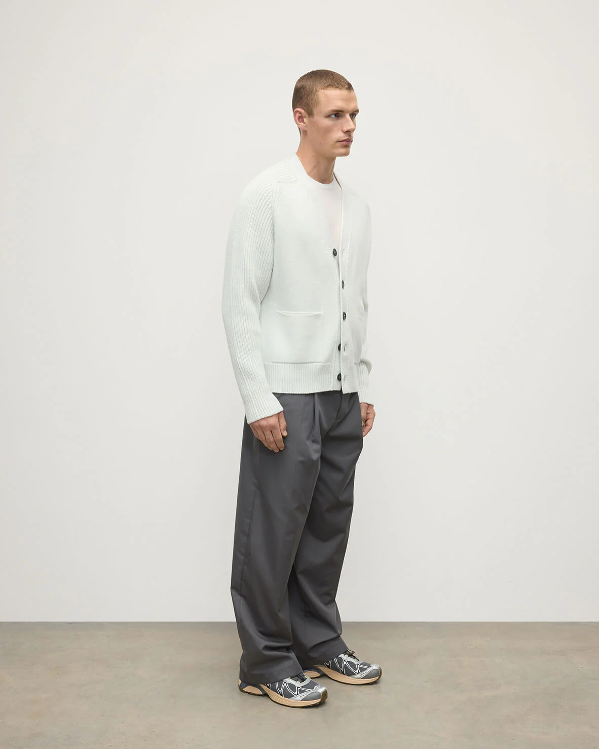 Ribbed Cashmere White Cardigan - Image 3